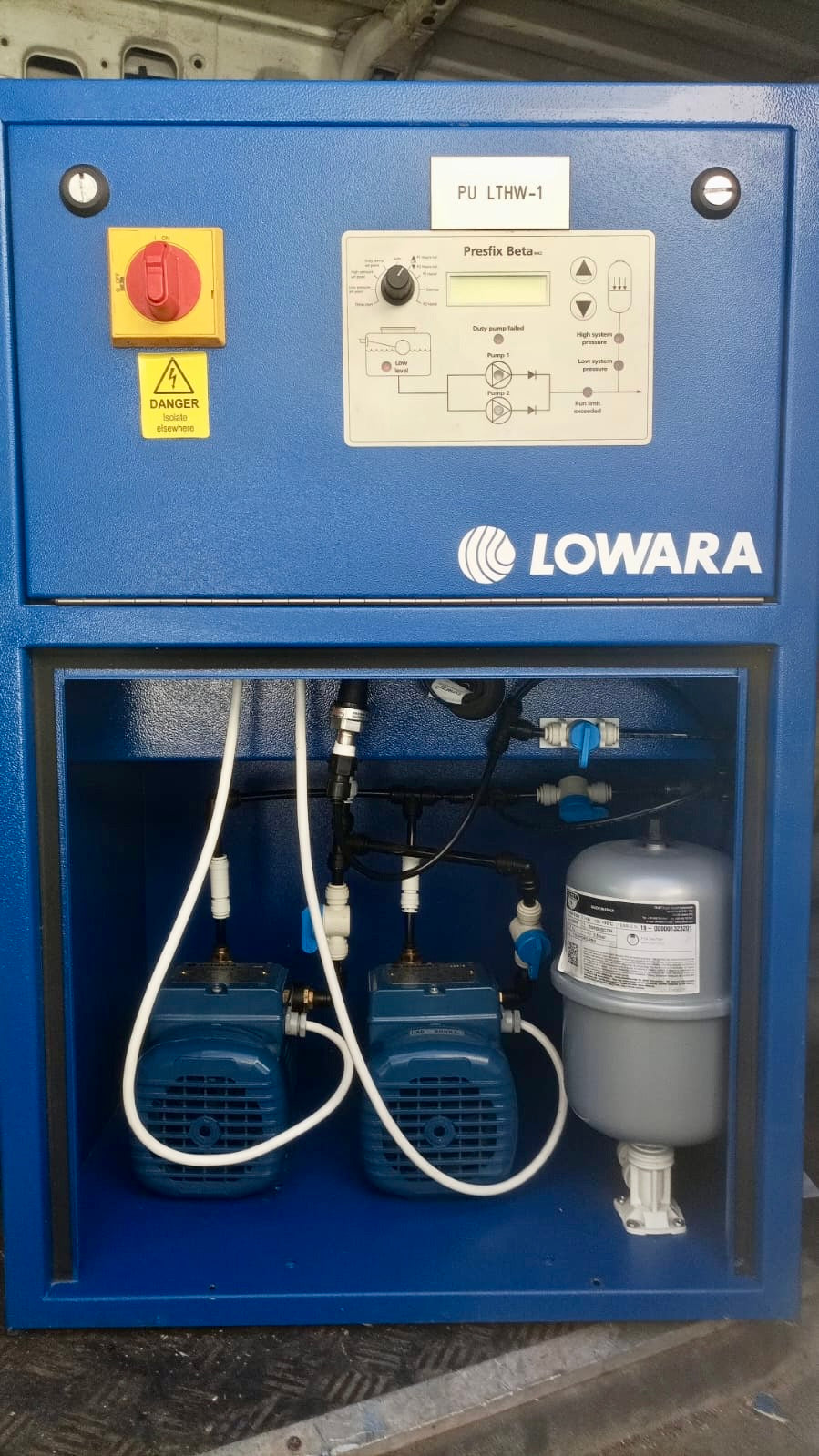 Lowara Presfix Beta 228 2.8 bar Twin Pump Pressurisation Unit UKBETA200HL28/A #4326 Used
