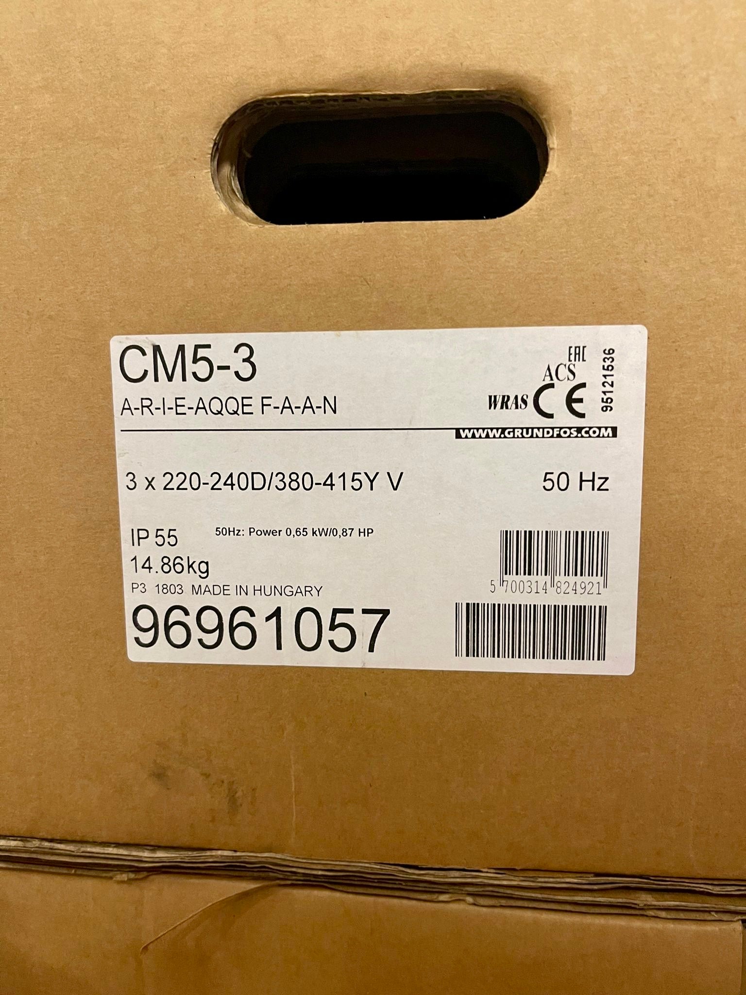 Grundfos CM 5-3 A R I E AQQE F A A N Horizontal Multistage Pump 415v 96961057 #4992