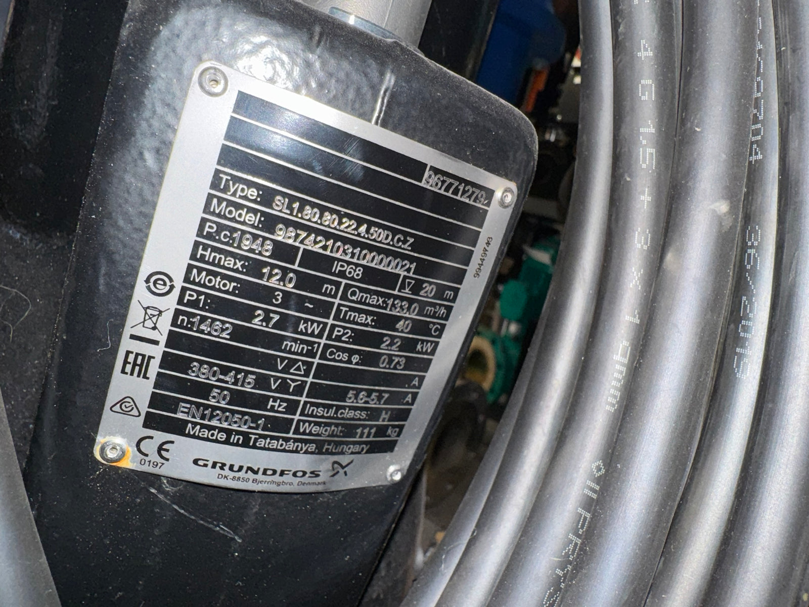 Grundfos SL1.80.80.22.4.50D.C.Z 98742103 2.2 kW 415v Submersible Waste Pump Dn80 #4459