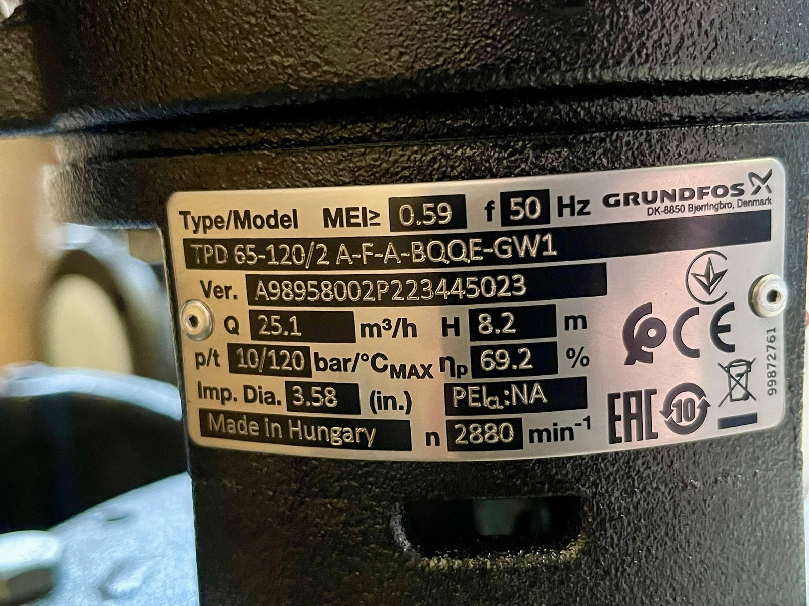 Grundfos TPD 65-120/2 A-F-A-BQQE-GW1 Flanged Pump Heating Circulator 230v Dn65 98958002 #4916