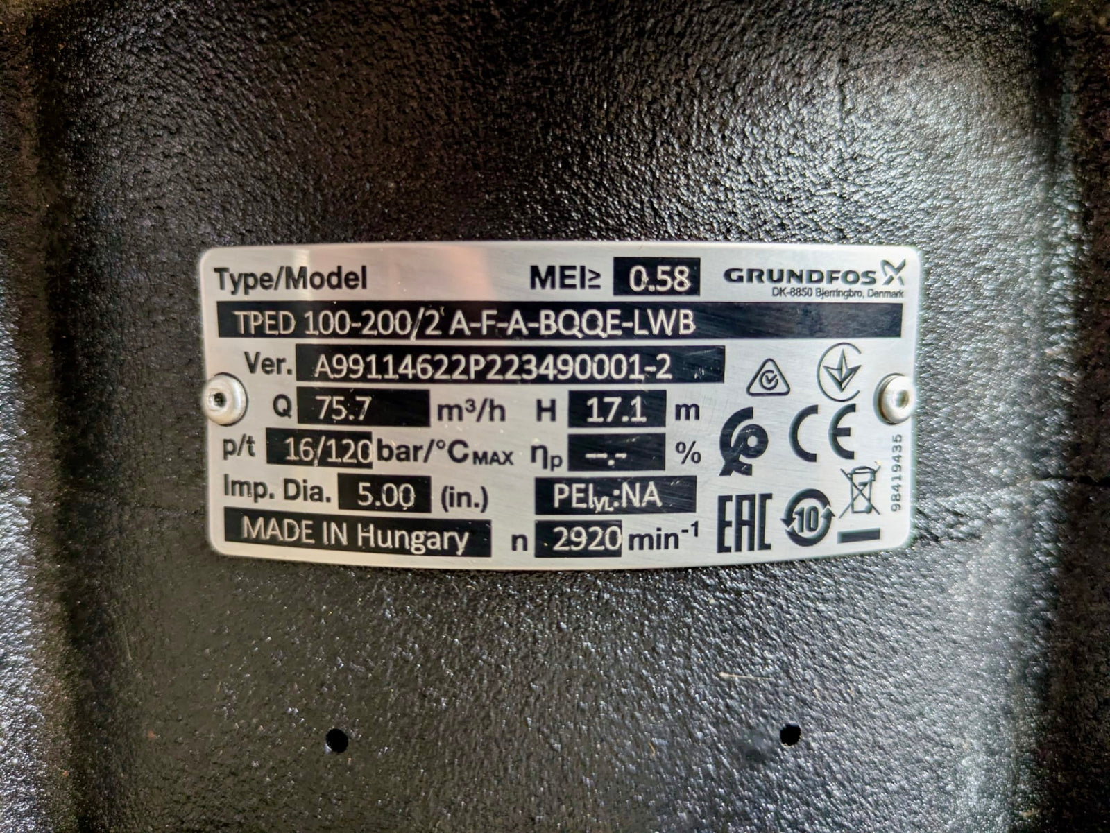 GRUNDFOS TPED 100-200/2 S A F A BQQE LWB Circulator Pump 415V 99114622 5.5kW #4809