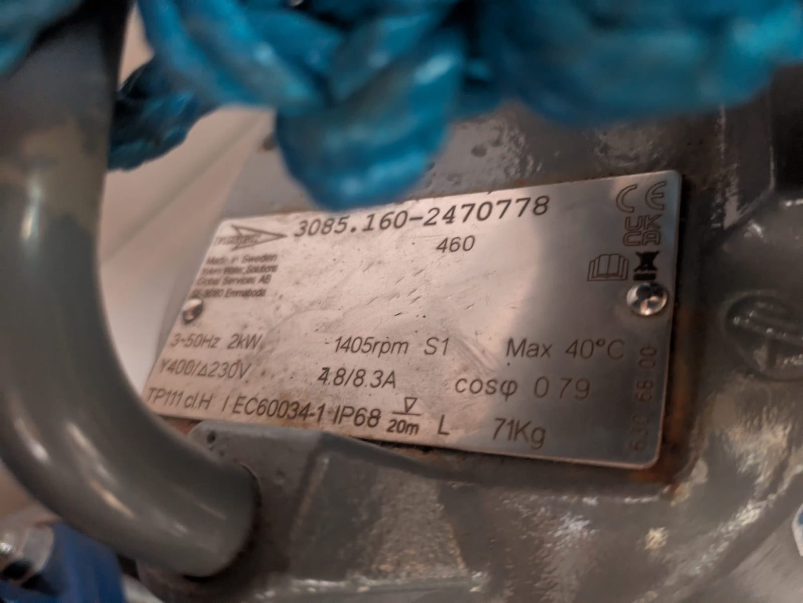 Flygt NS 3085.160 MT 460 2kw 415v Submersible Waste Pump #4514