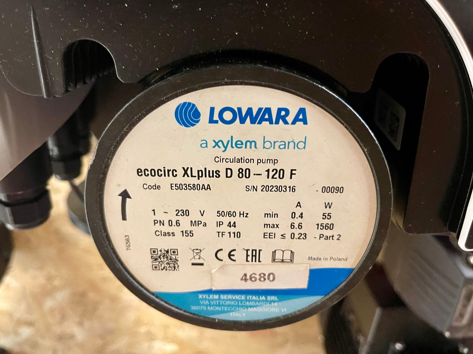 Lowara Ecocirc XLplus D 80-120 F Circulator Pump 240v E503580AA USED #4680