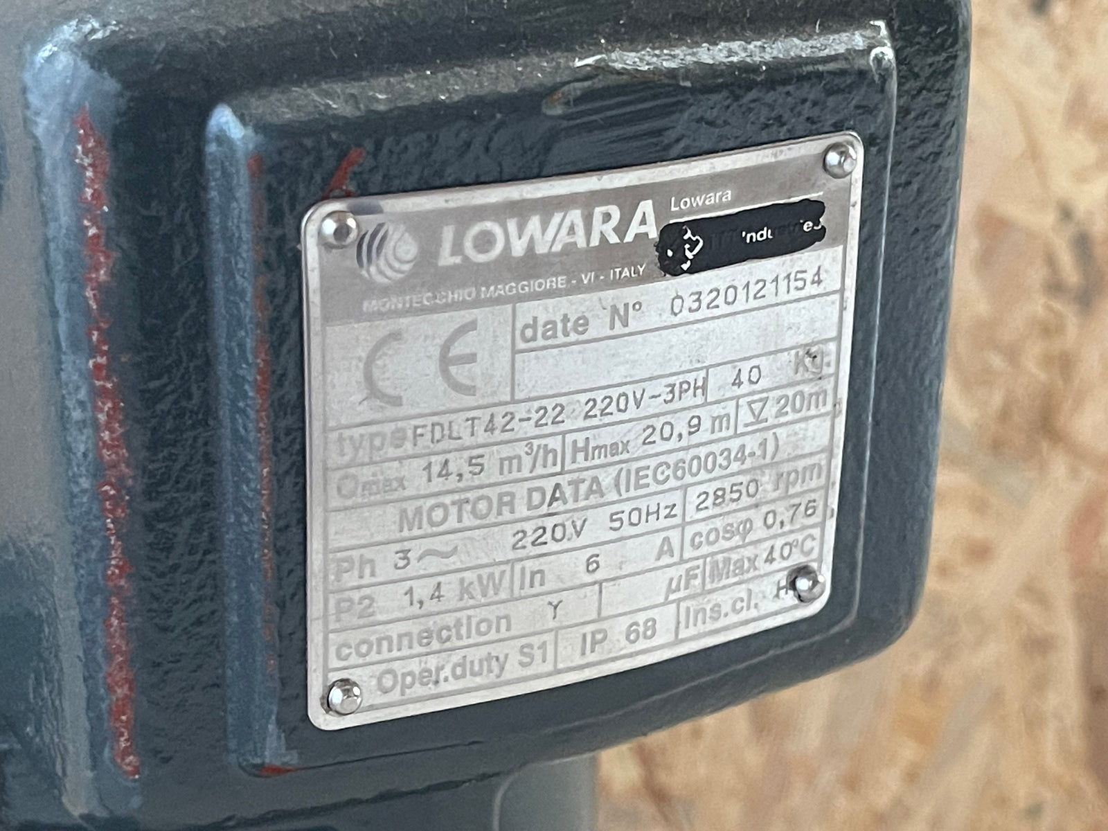 Lowara FDLT 42-22 220V-3PH Grinder Pump DN40 1.4kW #4688