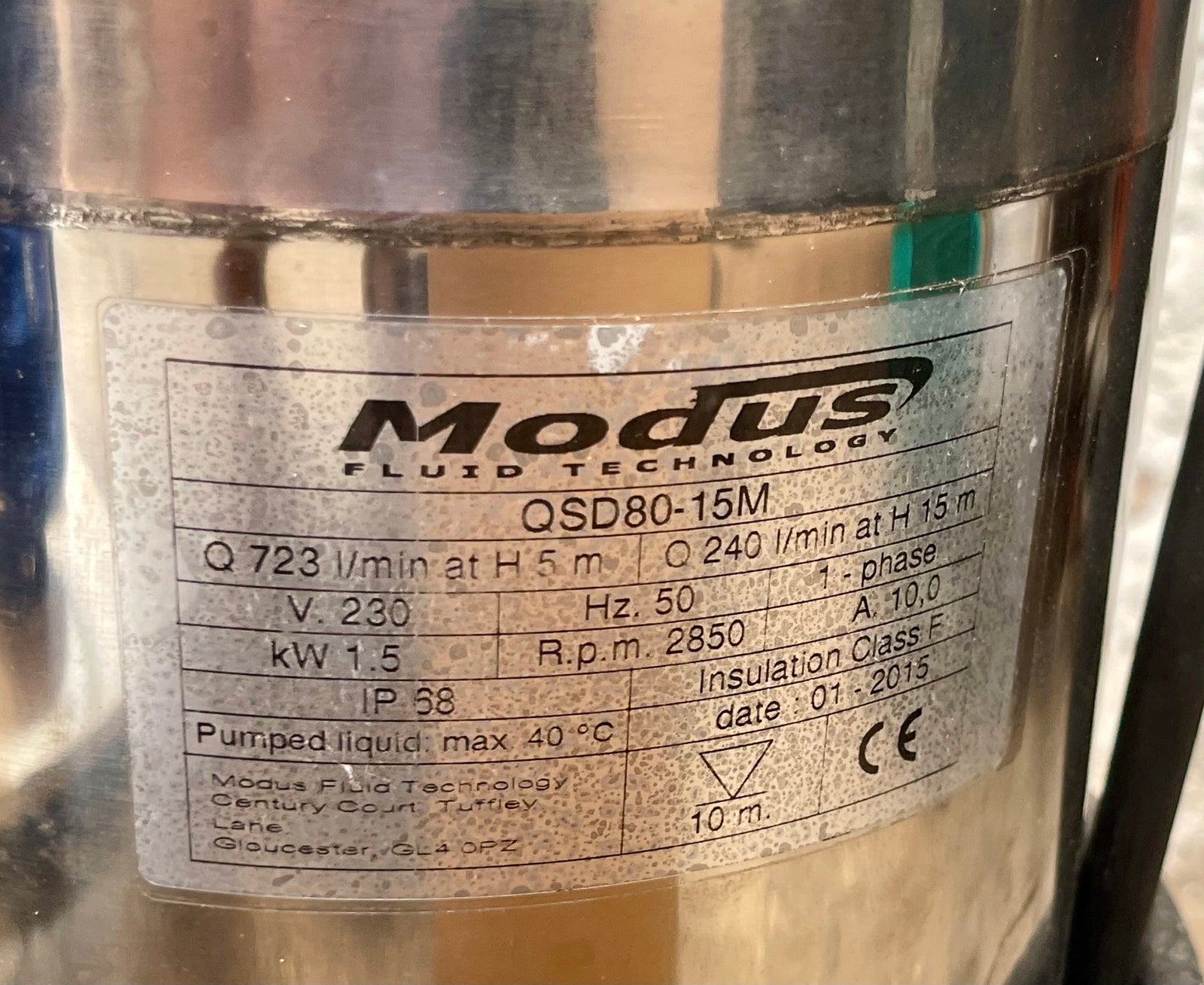 Modus QSD 80-15M Submersible Drainage Pump DN80 1.5kW 240v #4699