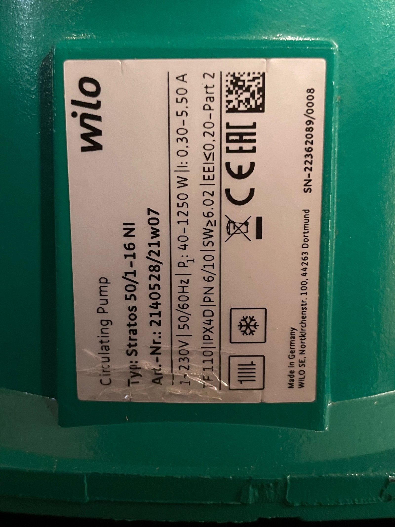 Wilo Stratos 50/1-16 DN50 340mm 2140528 Circulator Pump #4714