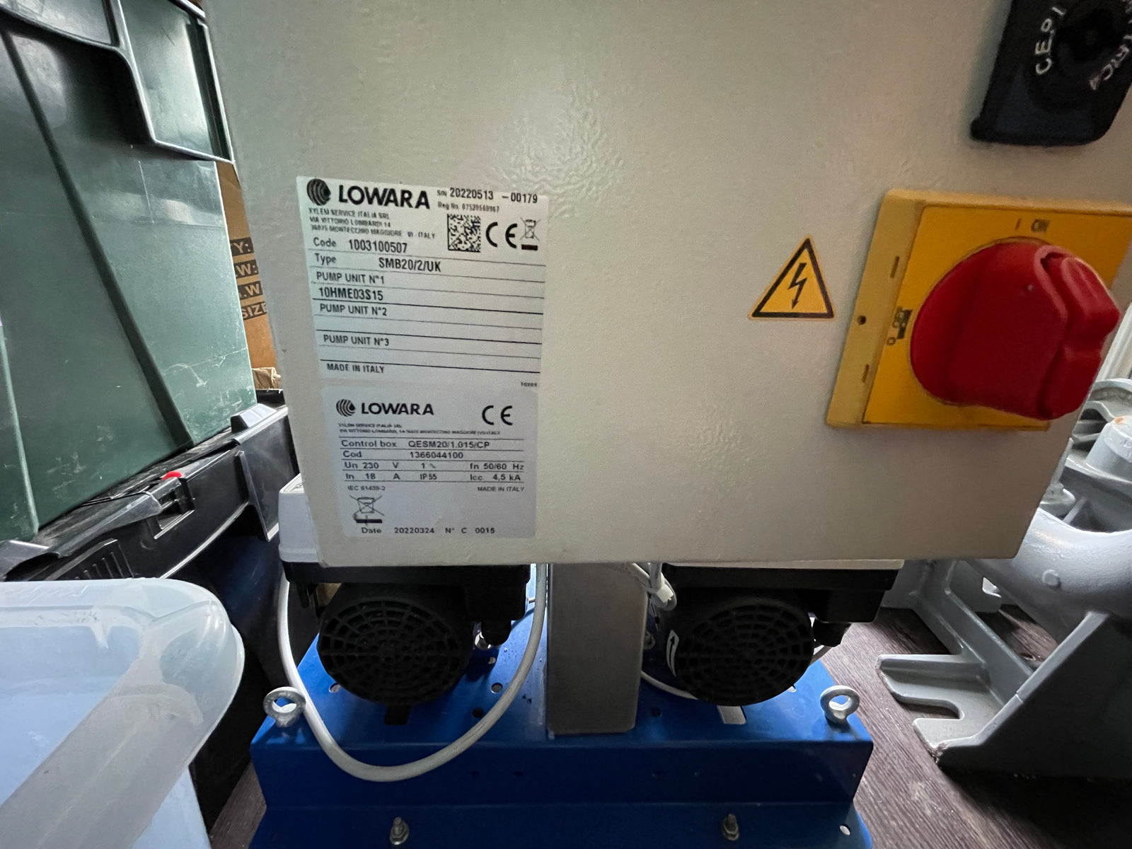 LOWARA SMB20/A/10HME03S15/M2/UK – 1003100507 5 BAR Booster Pump Set 1.5kW 240v #3760