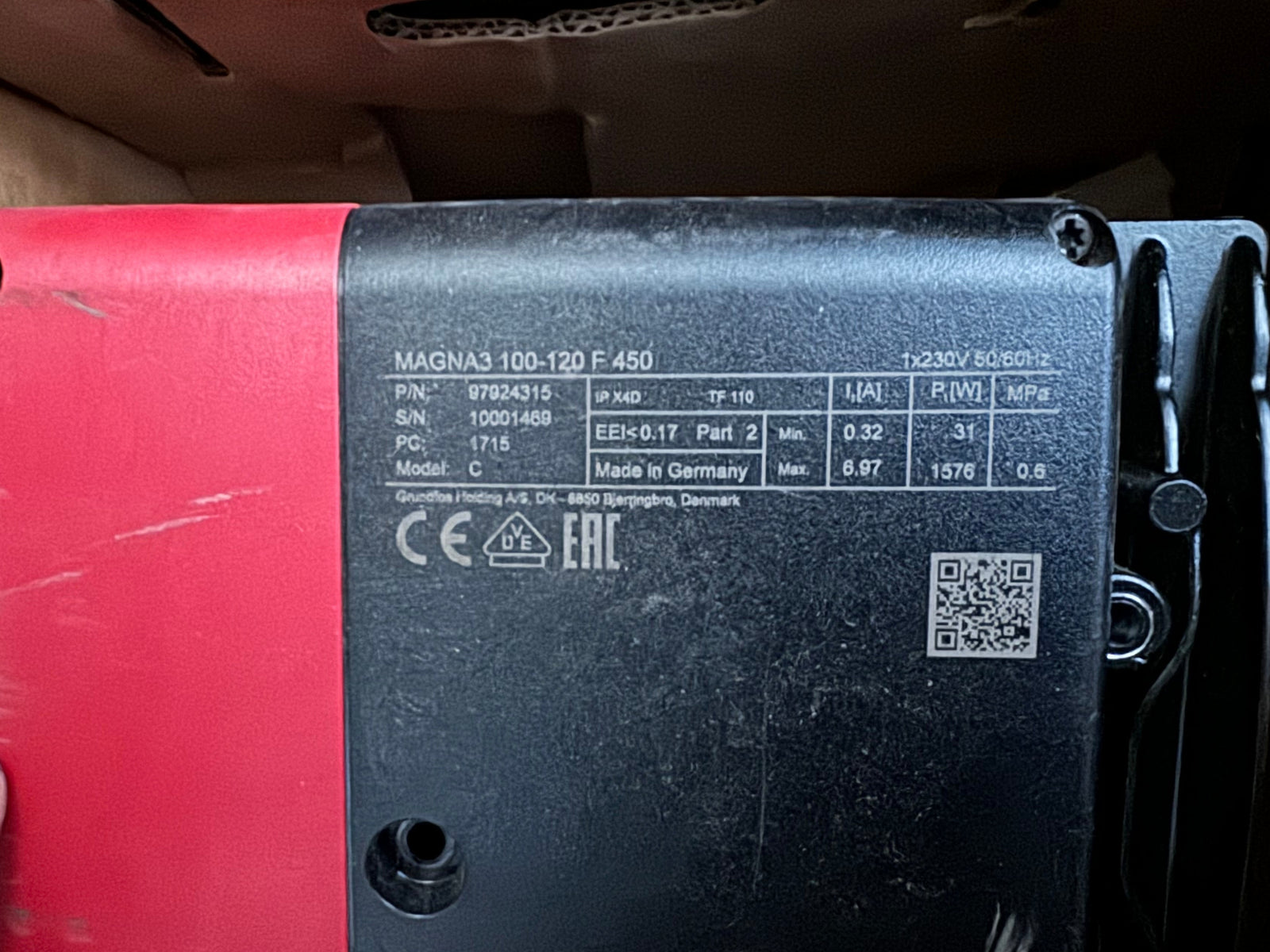 Grundfos Magna3 100-120 F Circulator Pump 230v 97924315 Control box #NL101 USED