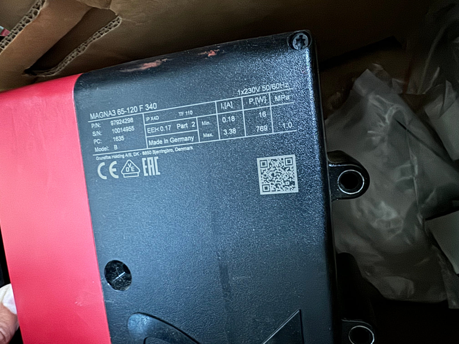 Grundfos Magna3 65-120 F Circulator Pump 230v 97924298 Control box #NL100 USED