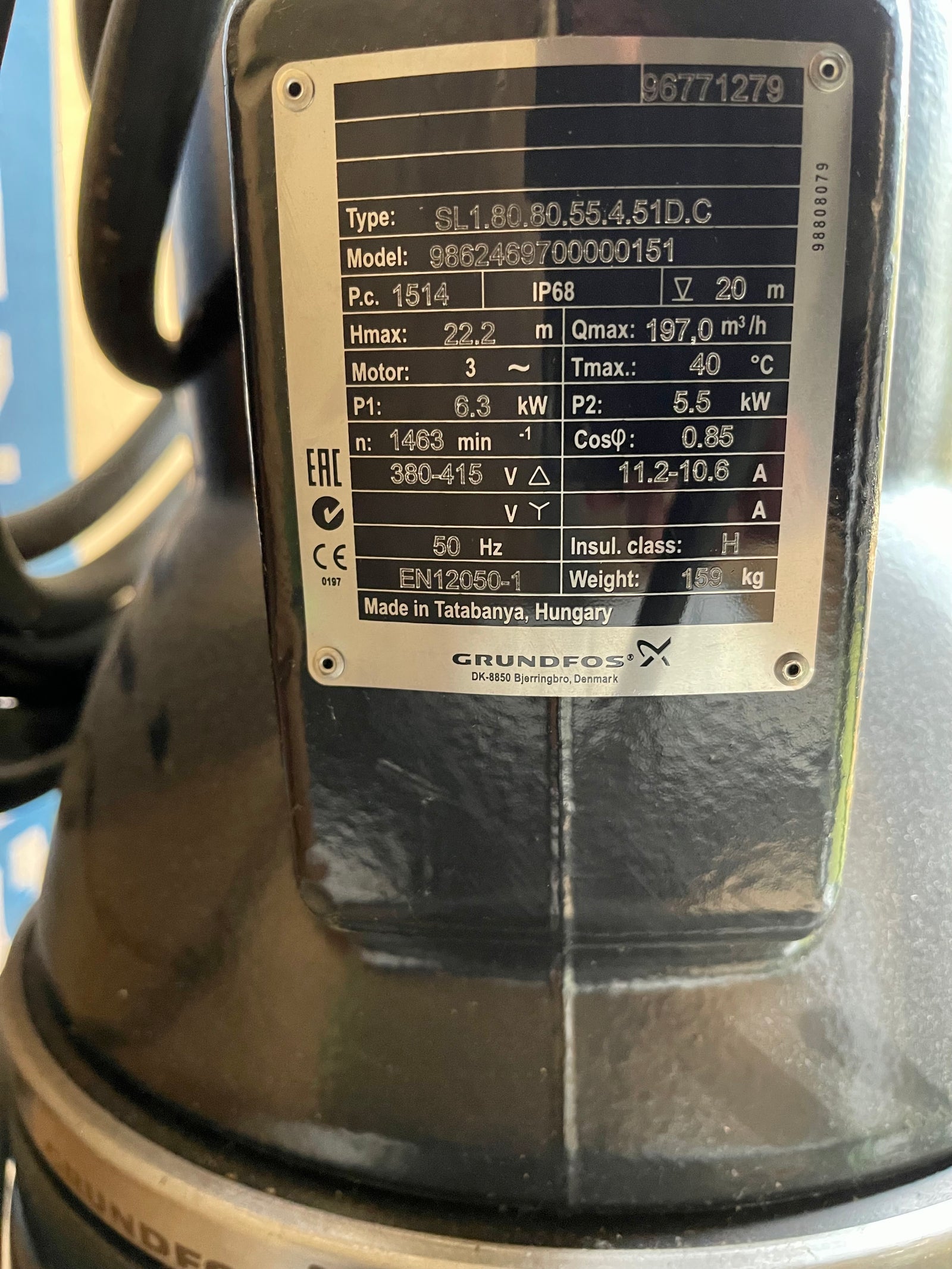 Grundfos SL1.80.80.55.4.51D.C 98624697 5.5 kW 415v Submersible Waste Pump Dn80 #3806
