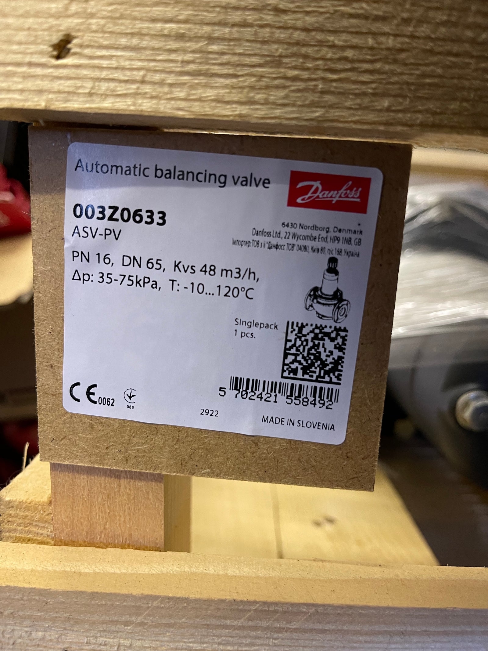 Danfoss Balancing Valve, Automatic Flanged ASV-PV PN16 DN65 003Z0633 #3969
