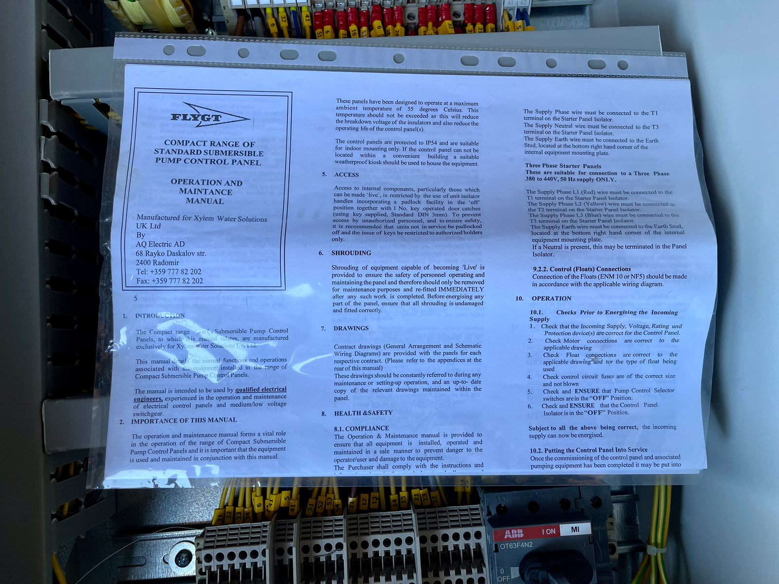 Flygt Dual Control Panel 3 phase 2 pump 2.5 to 4.0 A DOL E-Compact 32 #3992