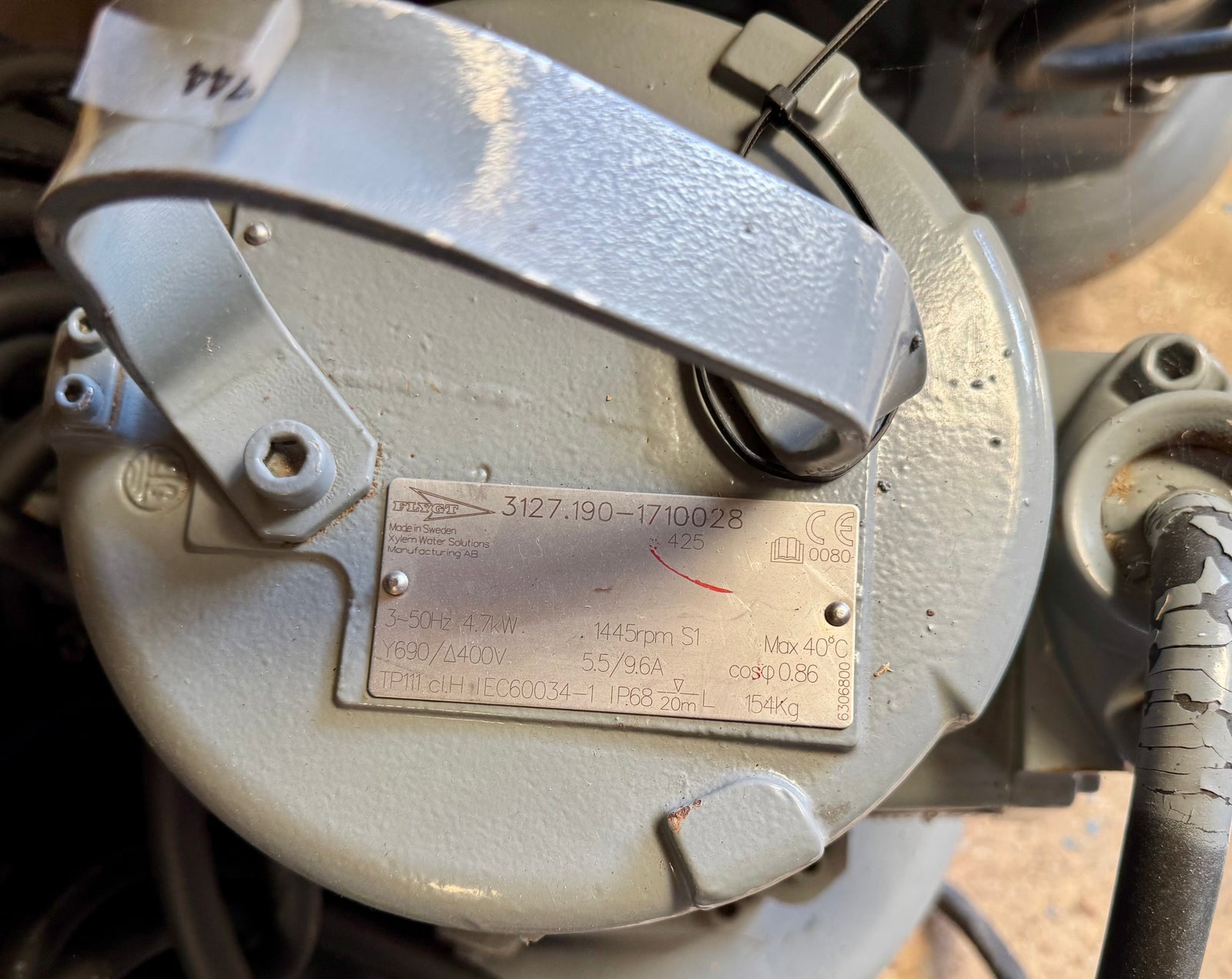 Flygt NP 3127.190 LT 425 4.7kw submersible waste water pump EX DN150 #4744