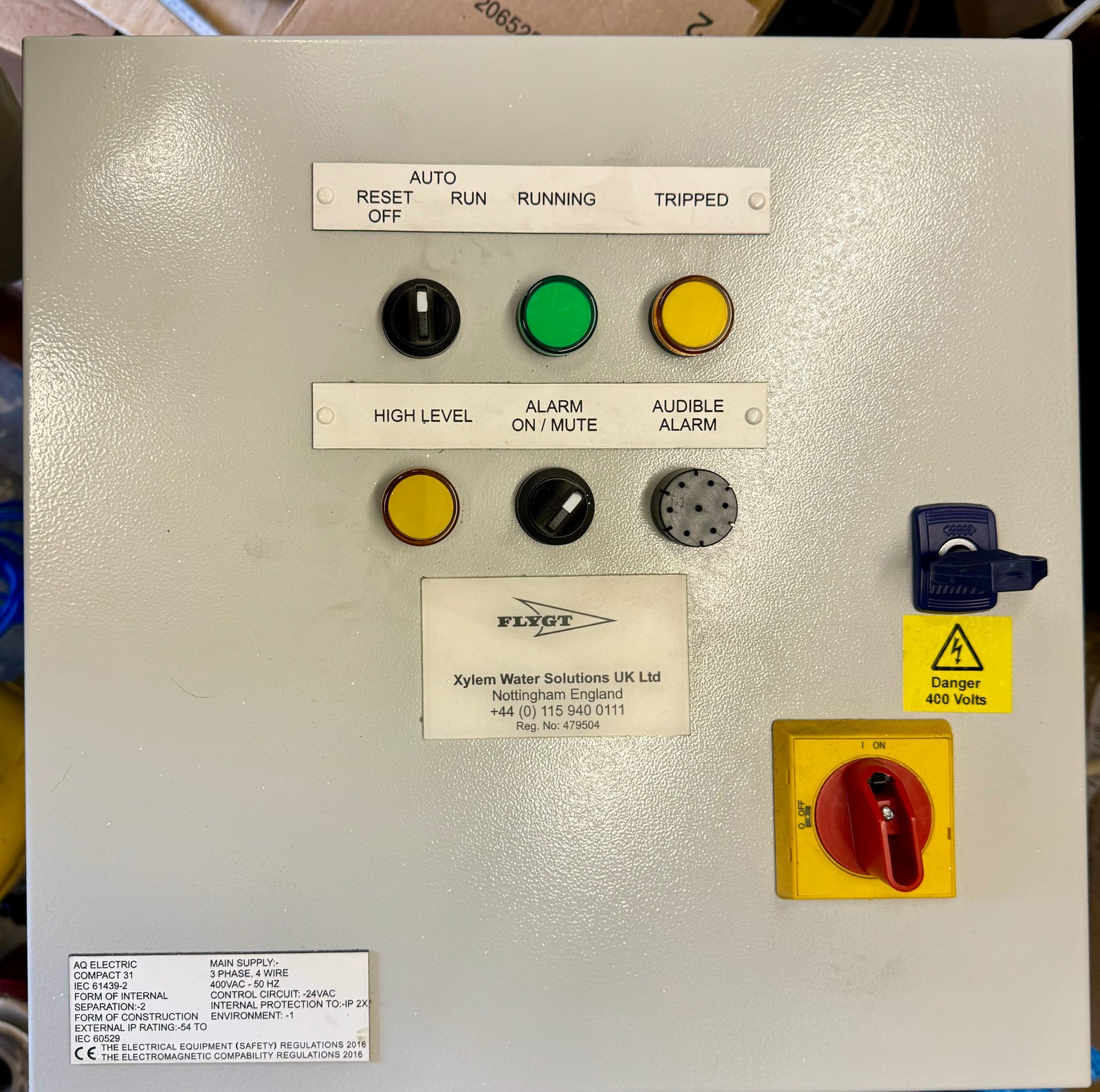 Flygt Single DOL 4.0 to 6.3A - three phase single pump control panel Compact 31 #4141