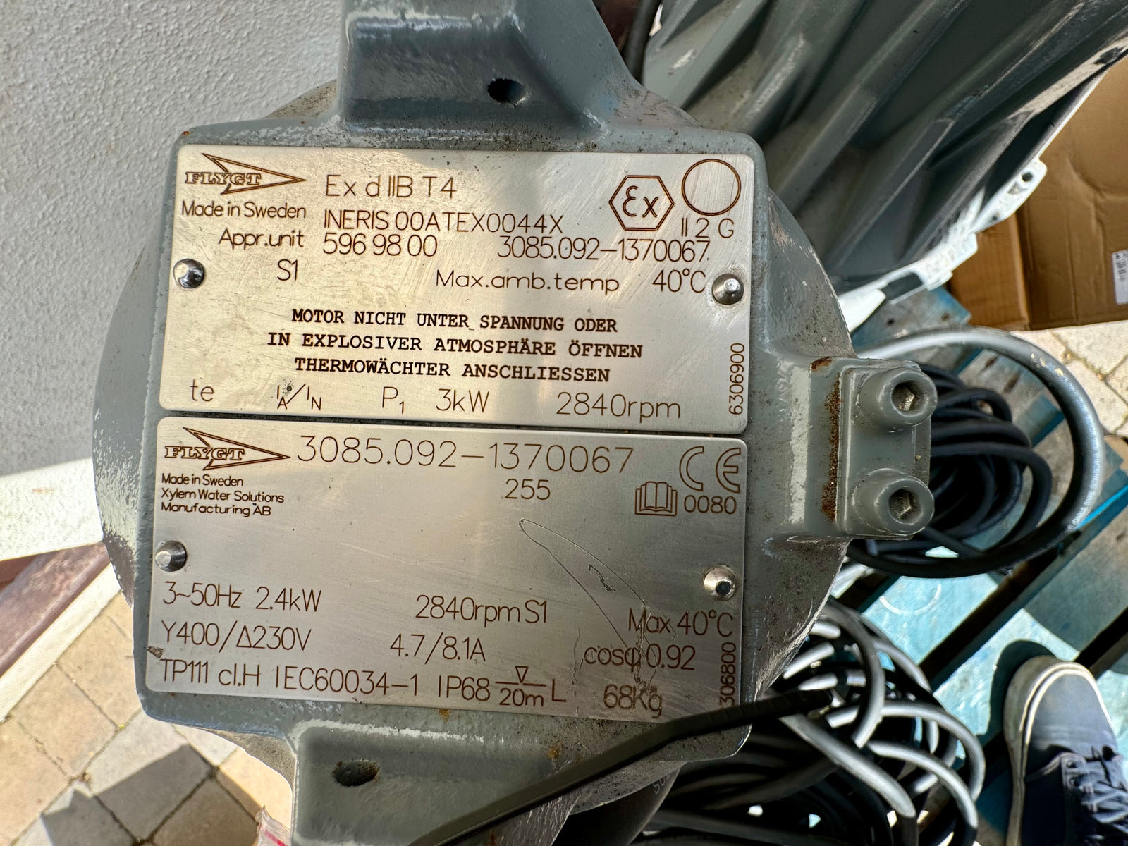 Flygt NS 3085.092 255 SH 2.4kw 400v Hard Iron submersible waste water pump #4177