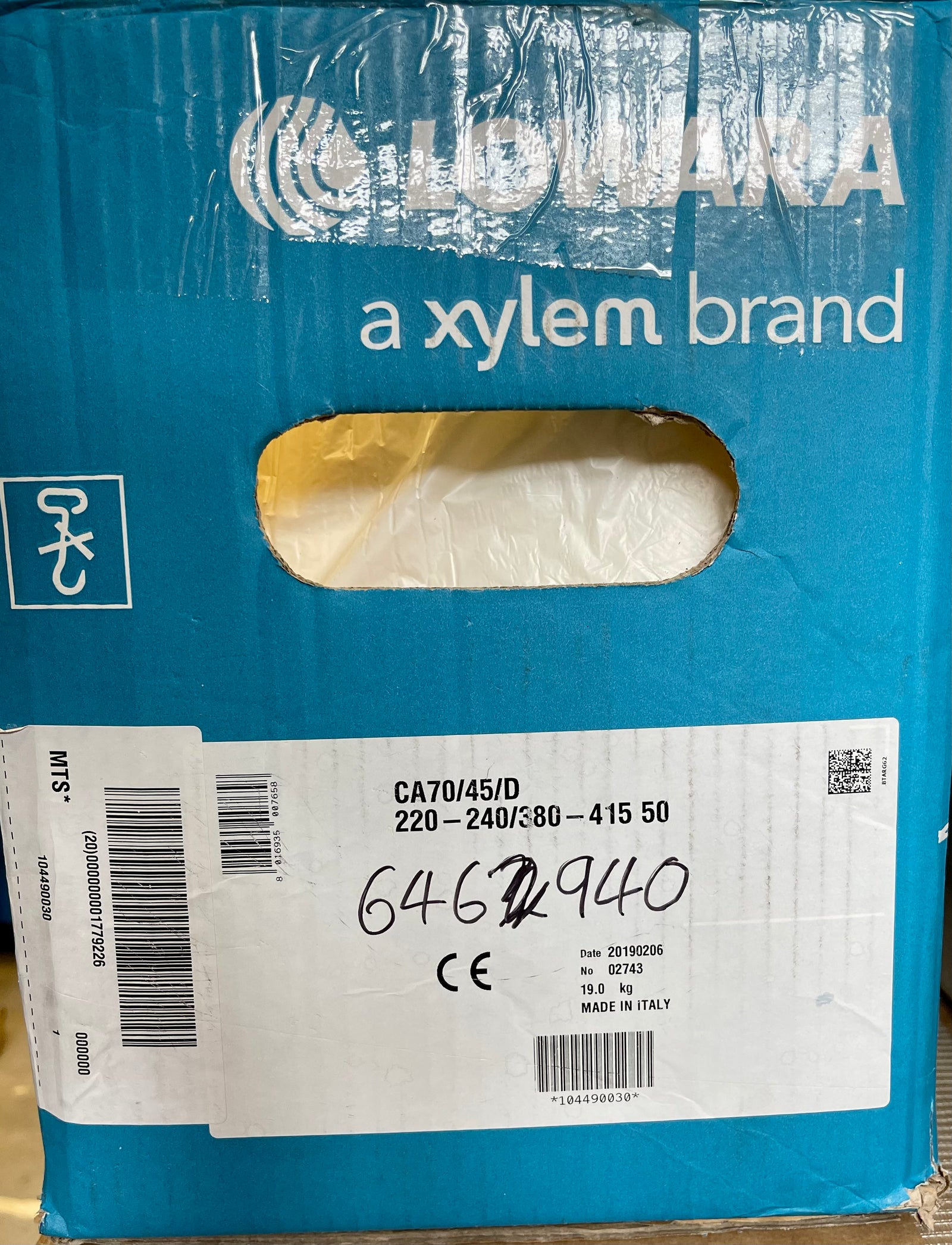 Lowara CA70/45/D 415v Horizontal End Suction Pump 104490030 1.1kW #3501 VAT