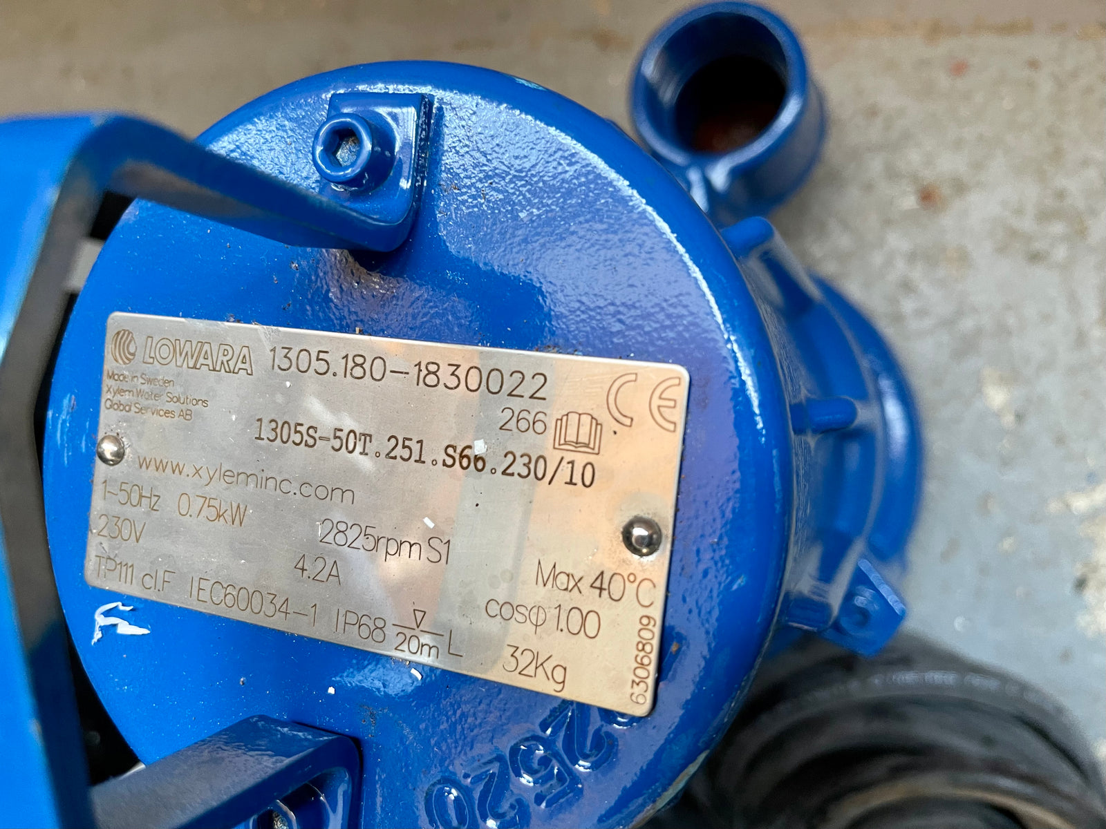 Lowara 1305.180 S 266 0.75kw 230v Submersible Non Clog Waste Pump 1305S-50T.251.S66.230/10 #3523