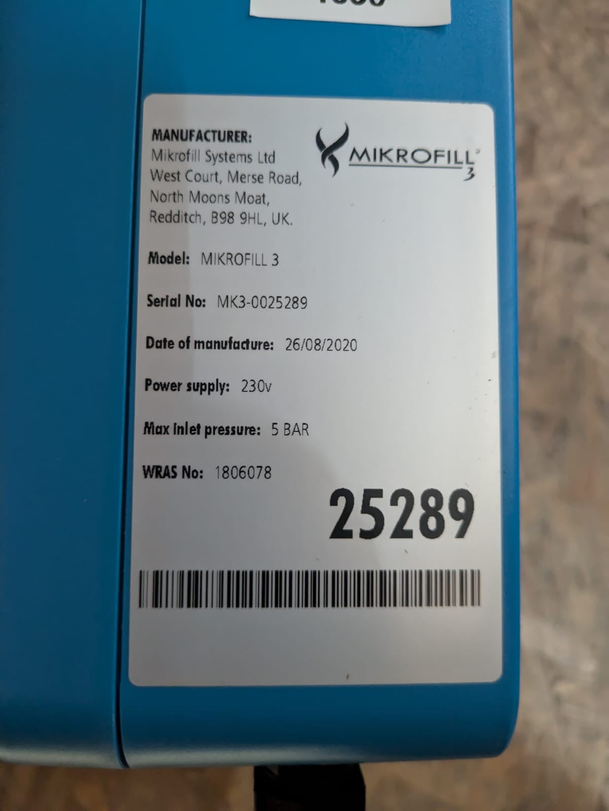 Mikrofill 3 Pressurisation Unit MIK120023 #4503/4530