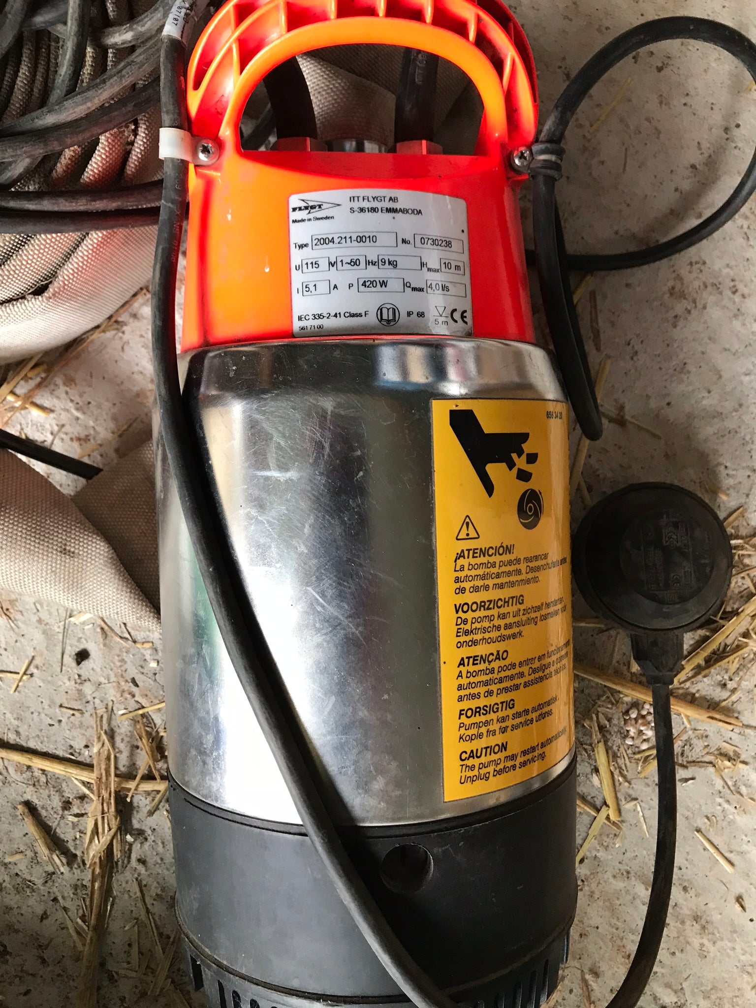 Flygt Ready 4 110v submersible waste water pump Automatic With Float 2004.211.0010 #1078