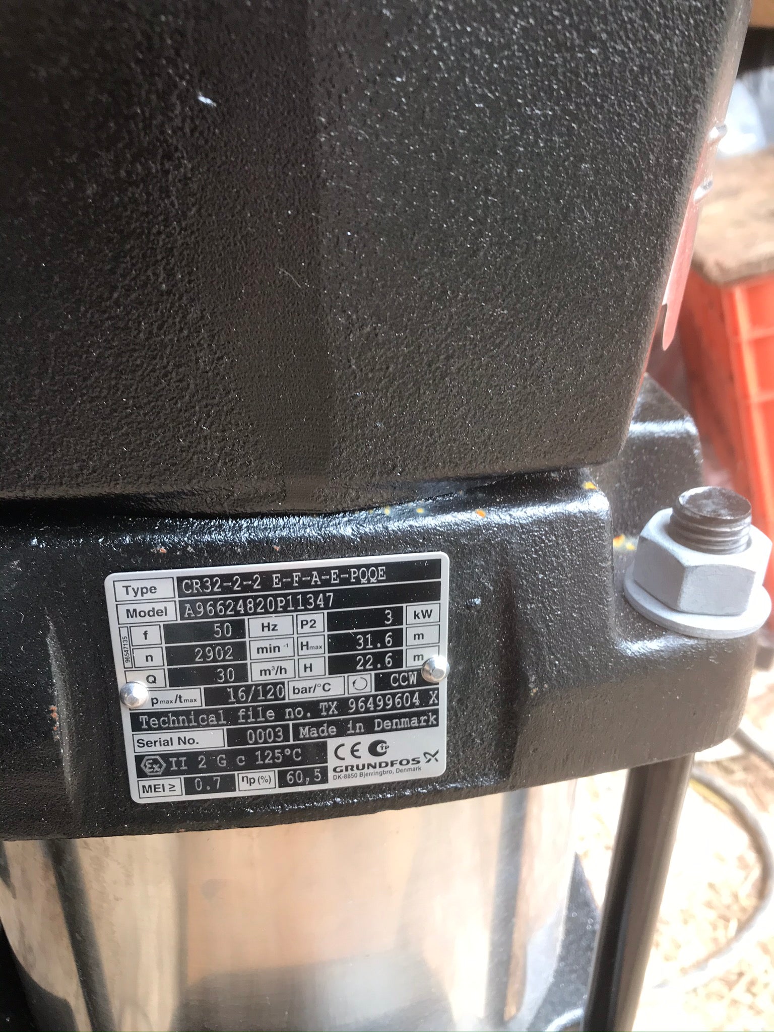 Grundfos CR 32 2-2 E F A E PQQE 96624820 Vertical Multi-stage Pump #2311