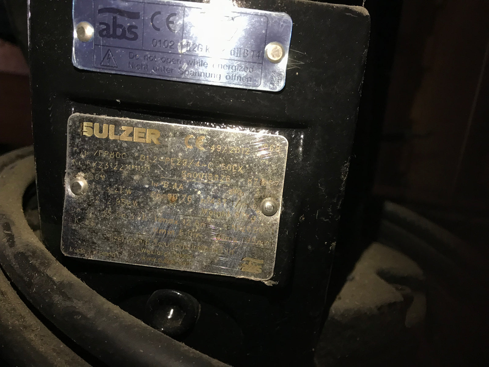 ABS Sulzer XFP80C-CB1.2-PC29/4-C-50EX submersible waste pump 3.4kw #1211