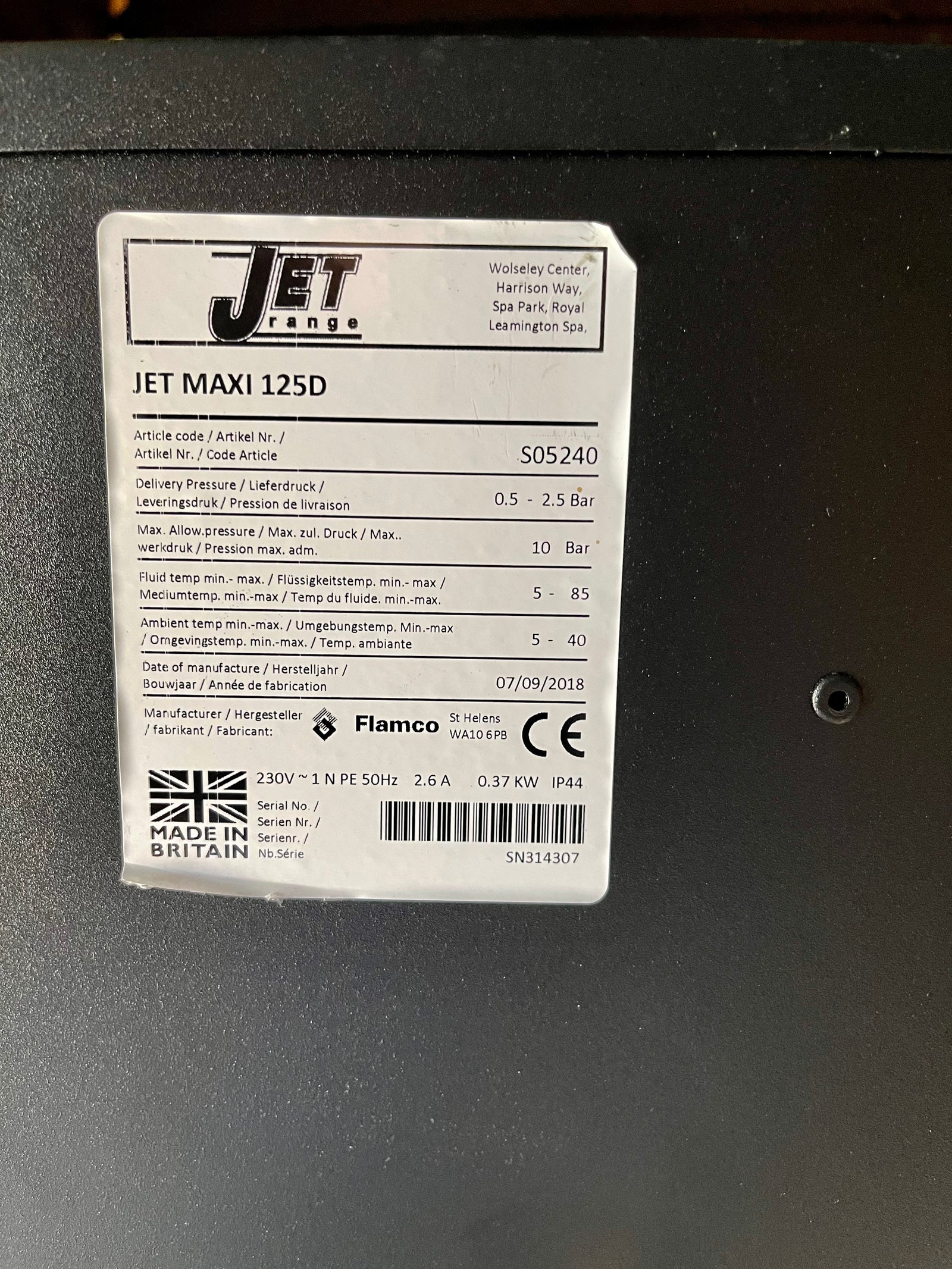 Jet Flamco Maxi 125D S05240 Pressurisation Unit #2979 VAT