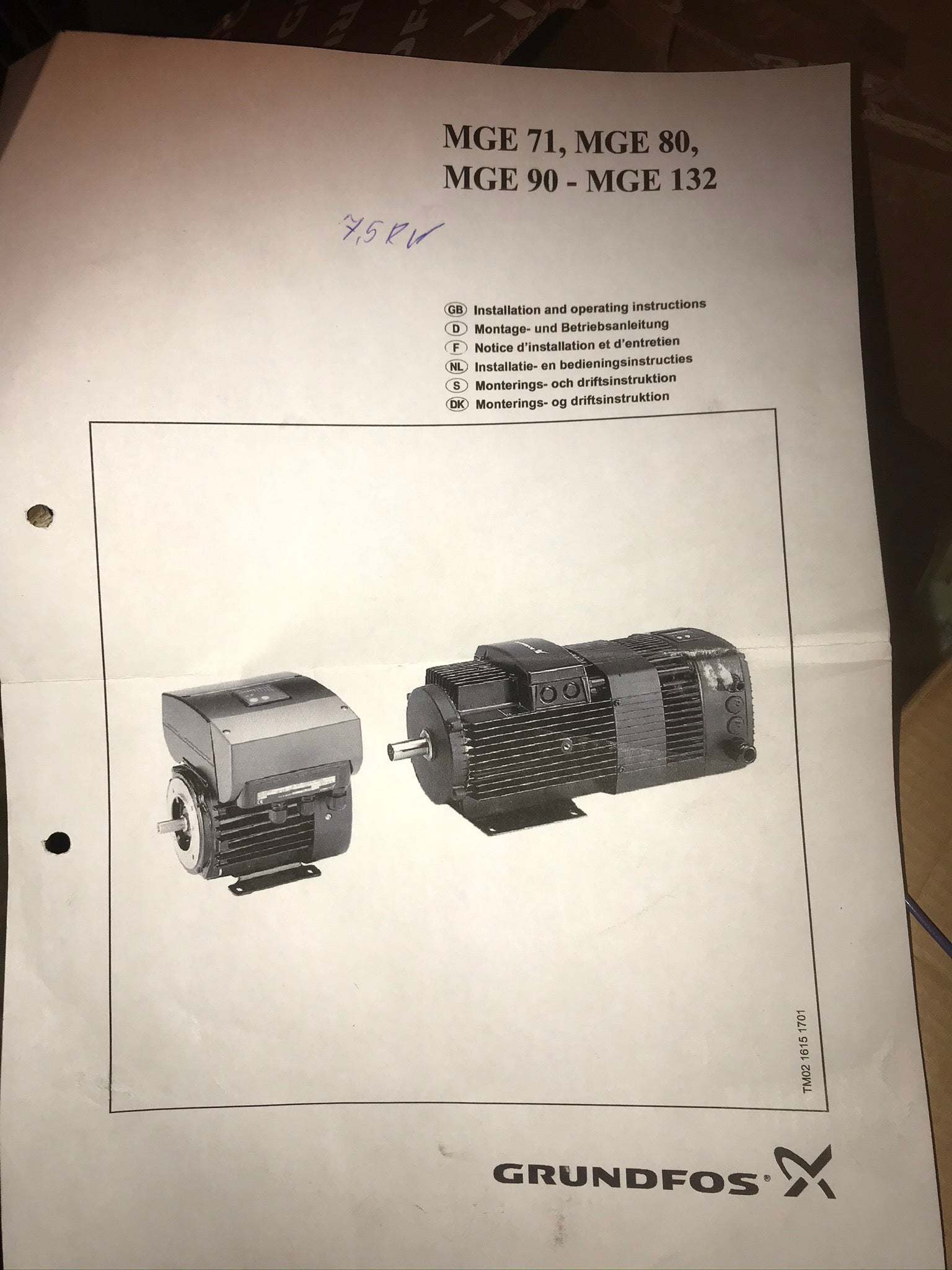 Grundfos MGE90SA Terminal Inverter Control Box 1.5kW for 85555706 415v #2477