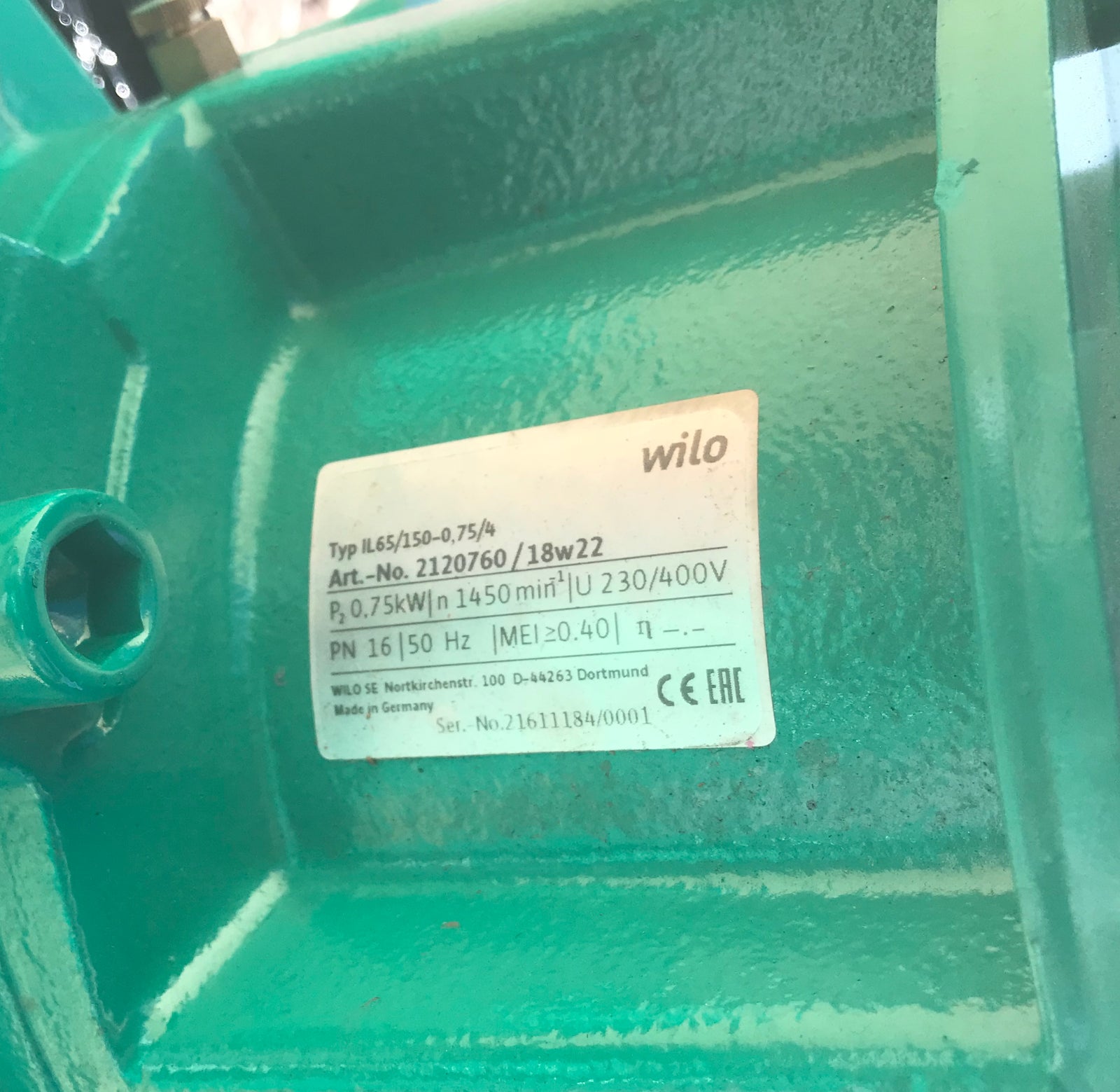 WILO Cronoline IL 65/150-0.75/4 Circulator Pump 400v 2120760 #1621