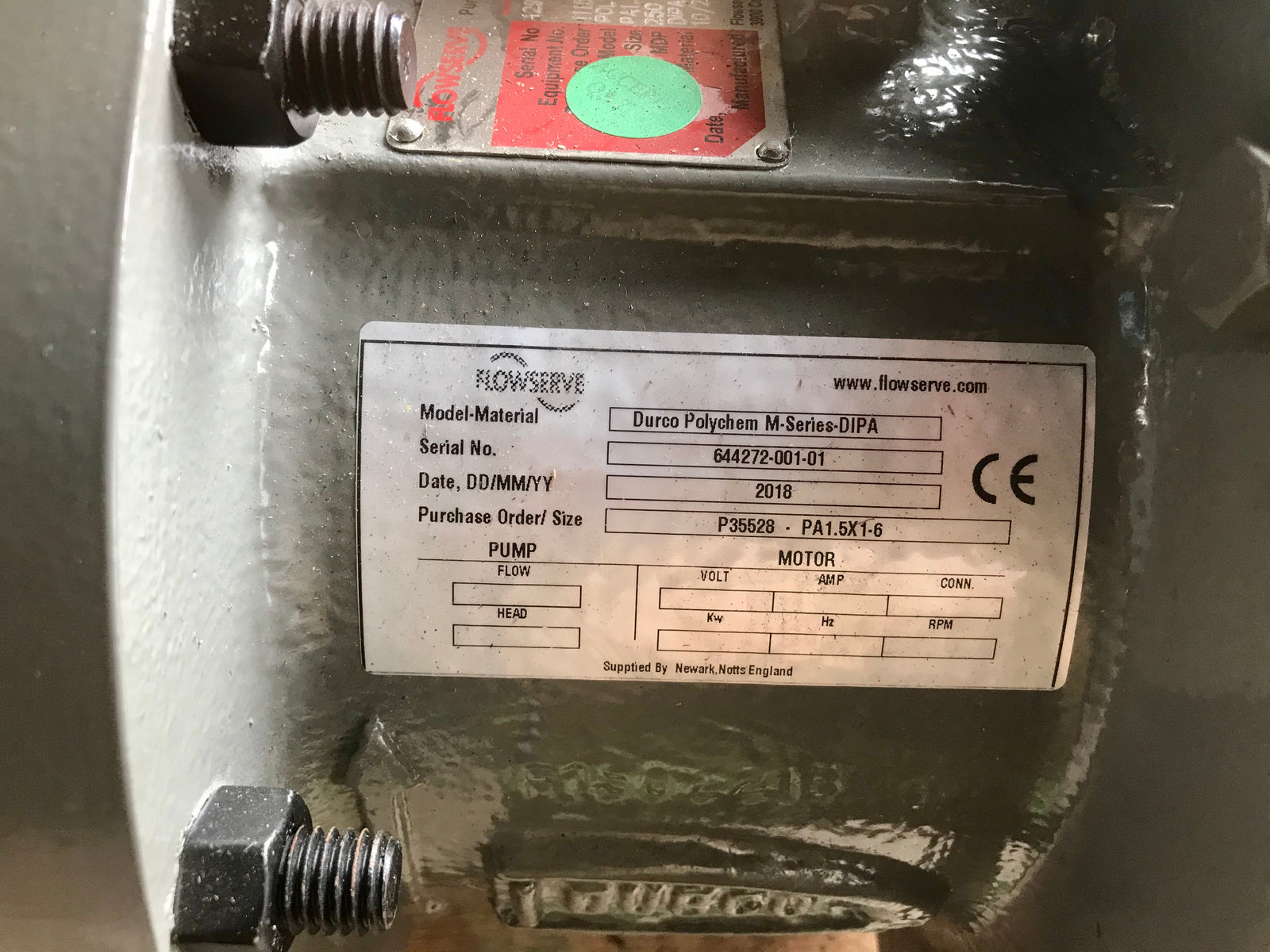 Flowserve Durco Polychem M-Series DIPA PA1.5 X 1-6CL Non Metallic Chemical Process Pump #2489