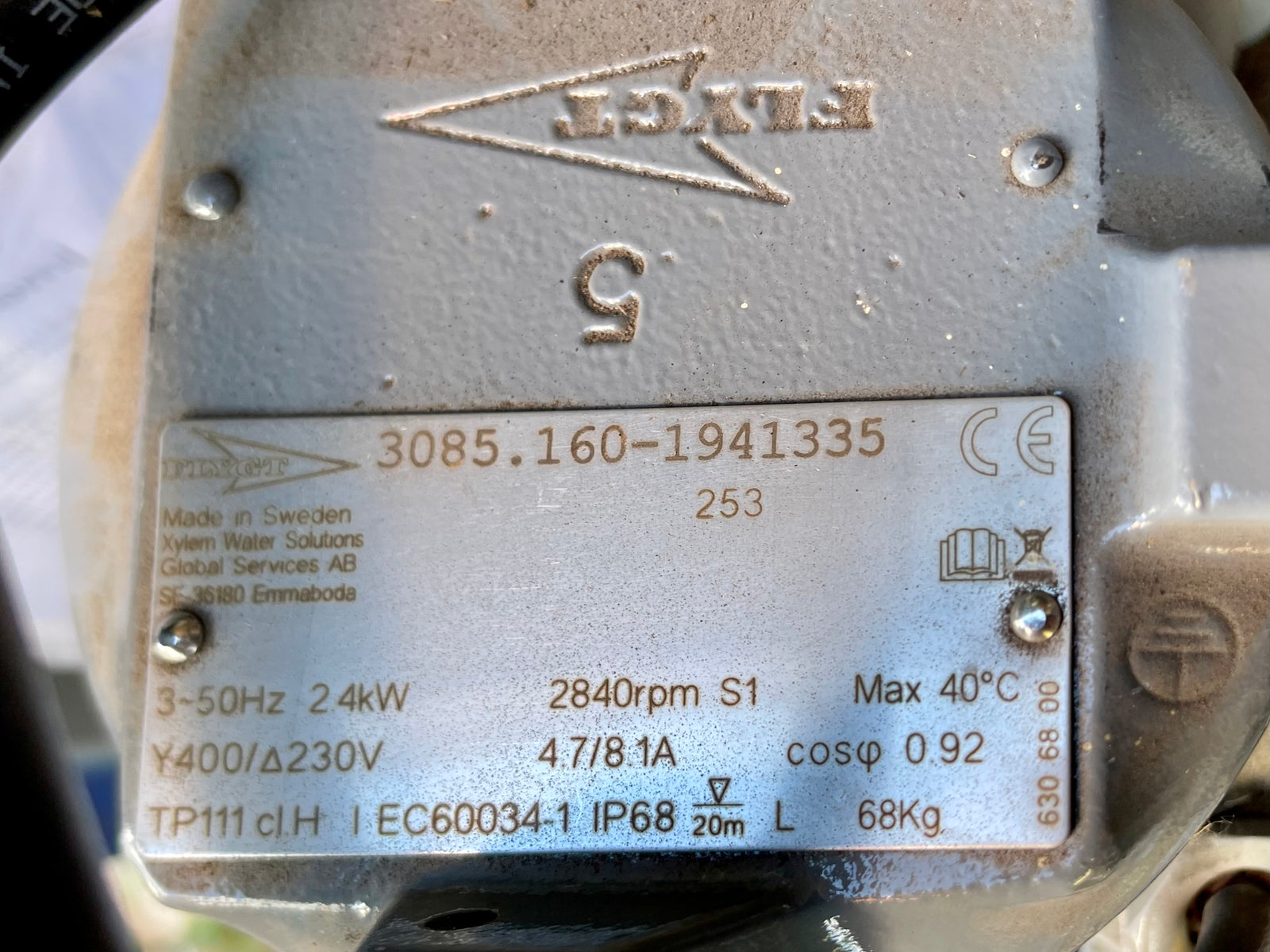 Flygt NP 3085.160 253 SH 2.4kw 400v submersible waste water pump #3124