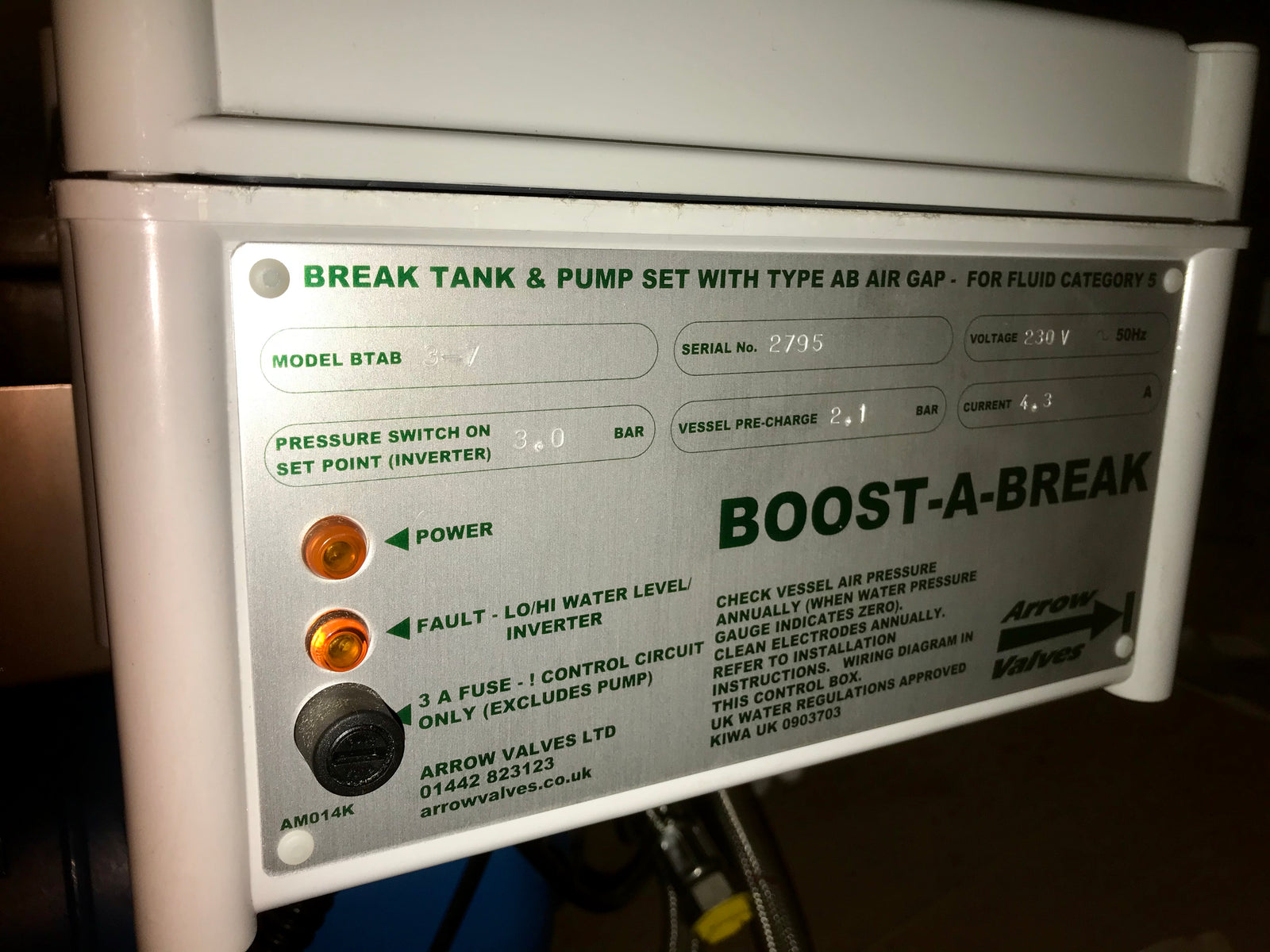 Arrow Valves Grundfos Boost-A-Break BTAB 3-7 240v 3 bar booster Cat 5 #2156