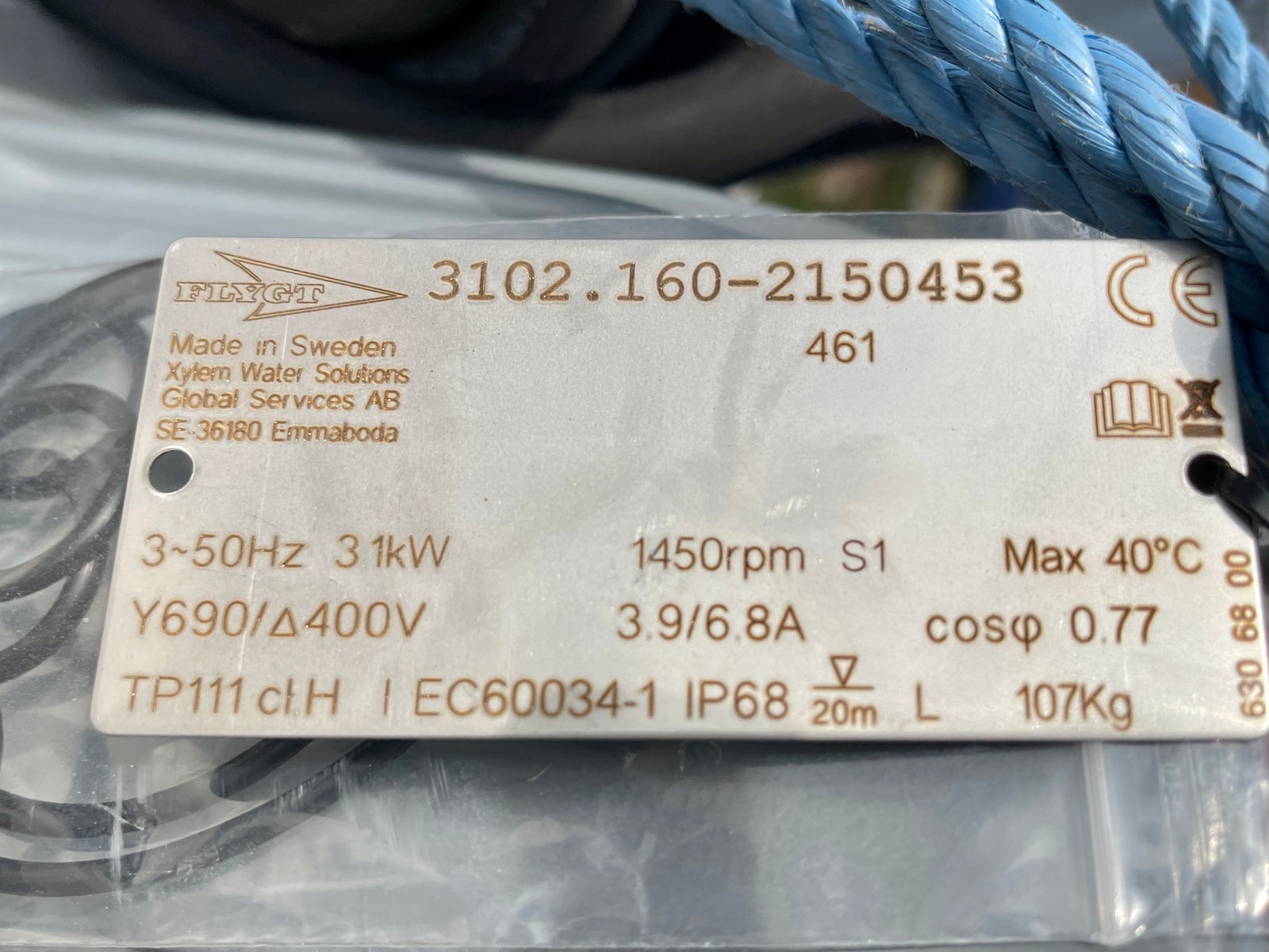 Flygt NP 3102.160 MT 3.1kW 461 adaptive impeller 400v submersible waste water pump #3742