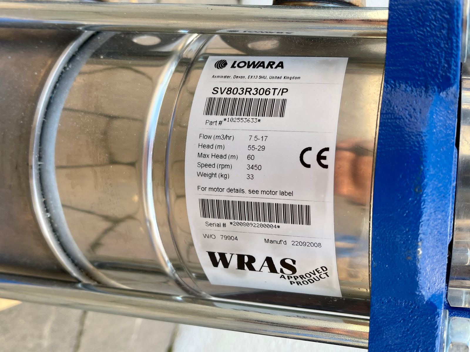 Lowara SV803 R306T/P Vertical Multistage Pump Bareshaft 3kw #3366