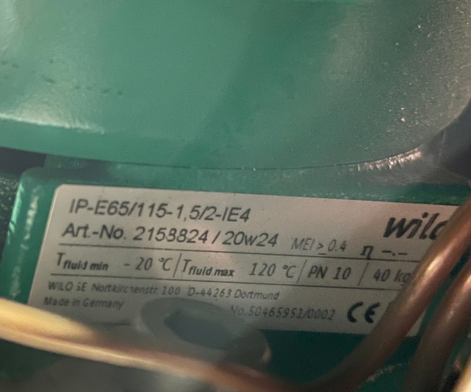 Wilo VeroLine-IP-E 65/115-1,5/2 DN 65 340mm 2158824 #2926 Used