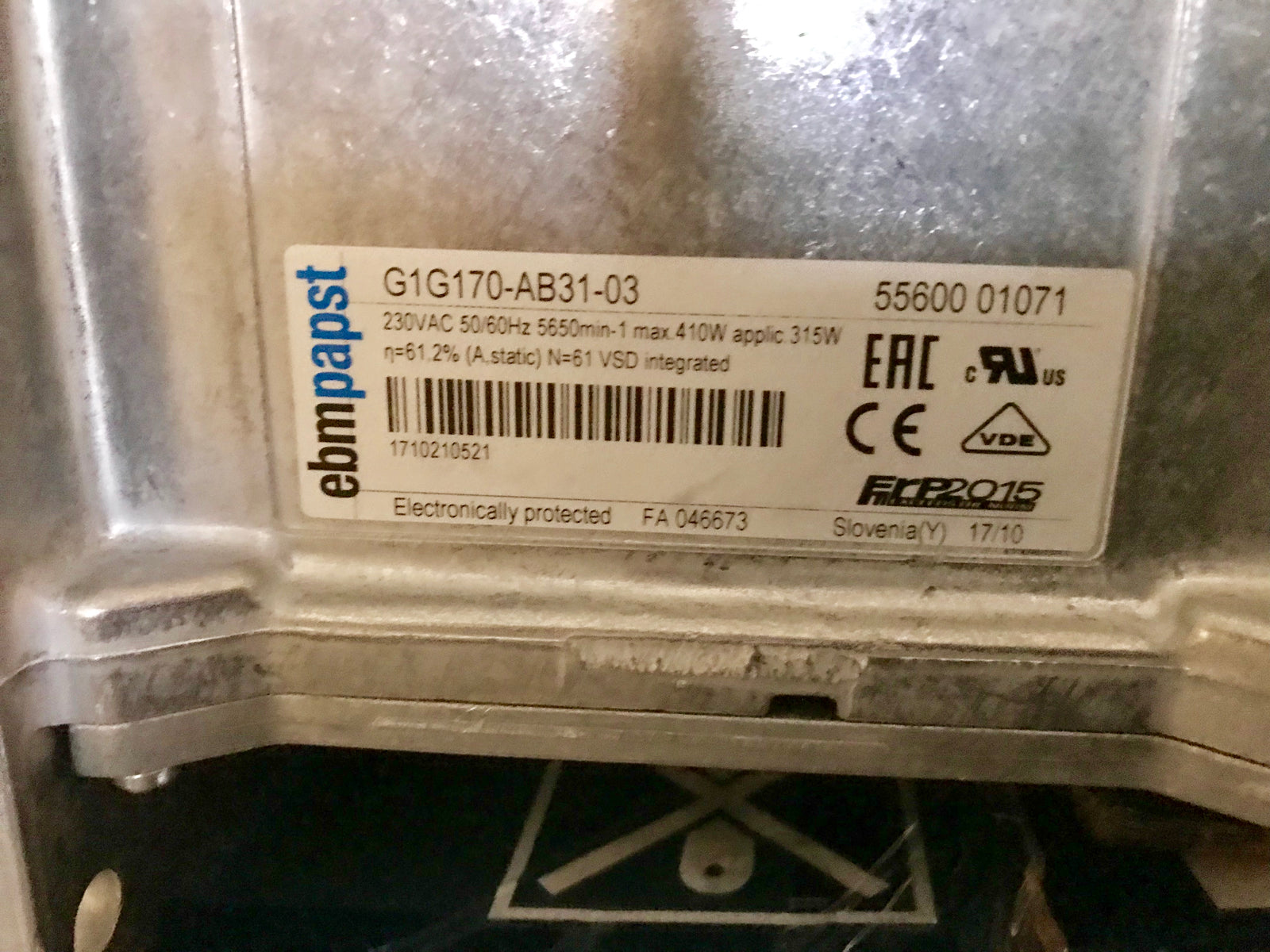 Ebmpapst G1G170-AB31-51 EC centrifugal fan #1700