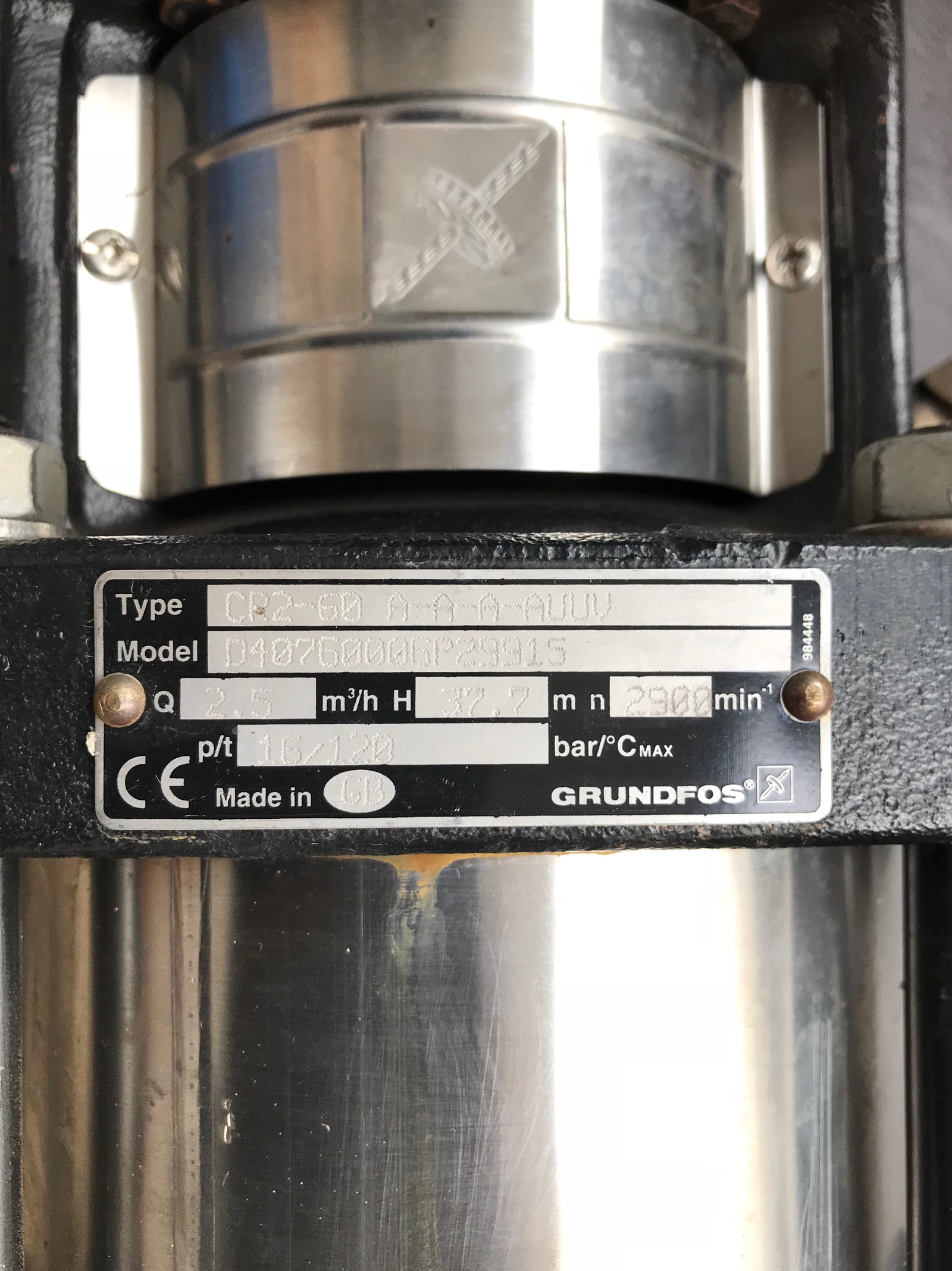 Grundfos CR 2-60 A-A-A AUUV stainless 230v vertical multistage pump 40760006 #1712 USED