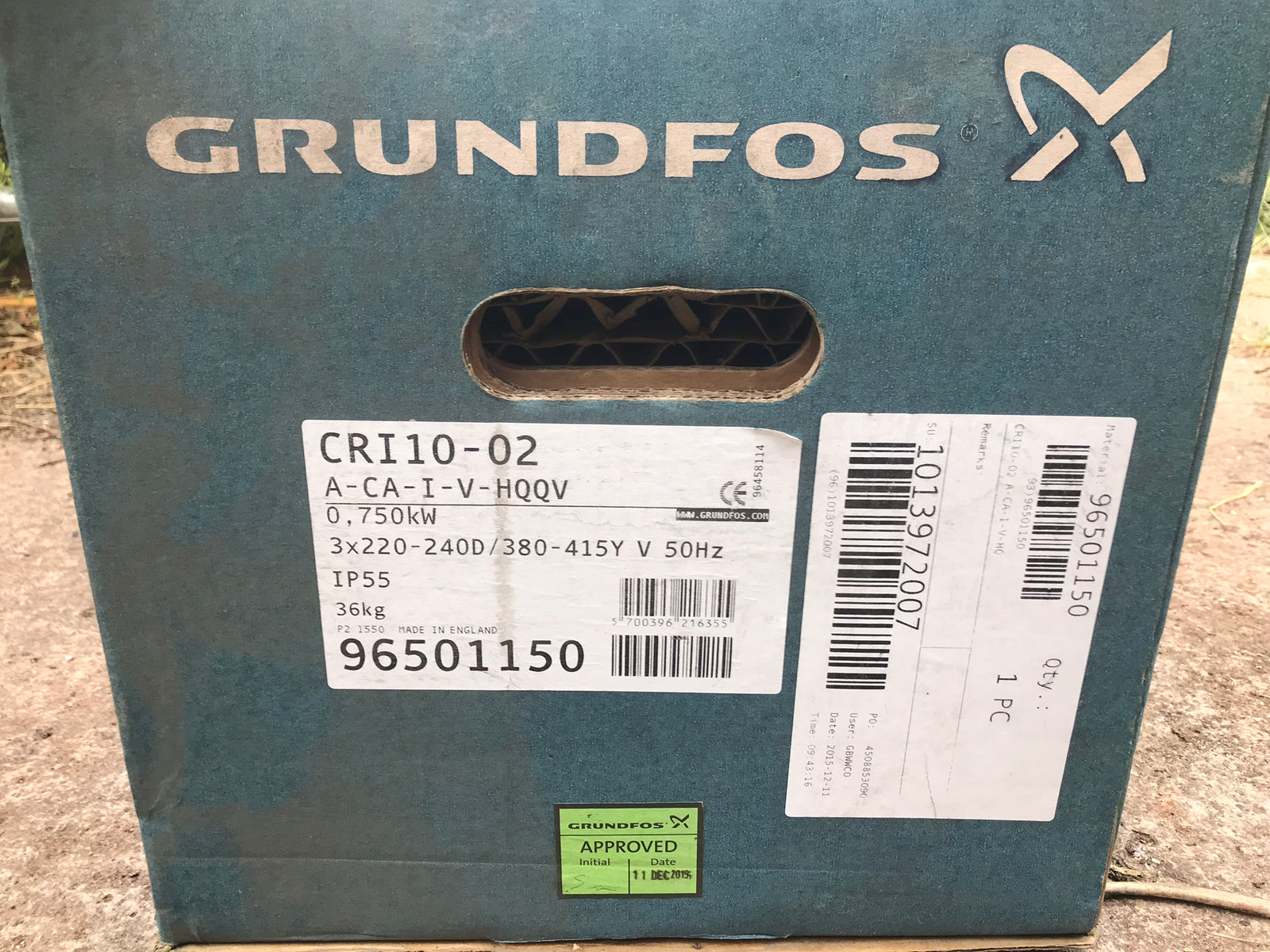 Grundfos CRI 10-2 Vertical Multistage Pump 96501150 415v #1593/4138