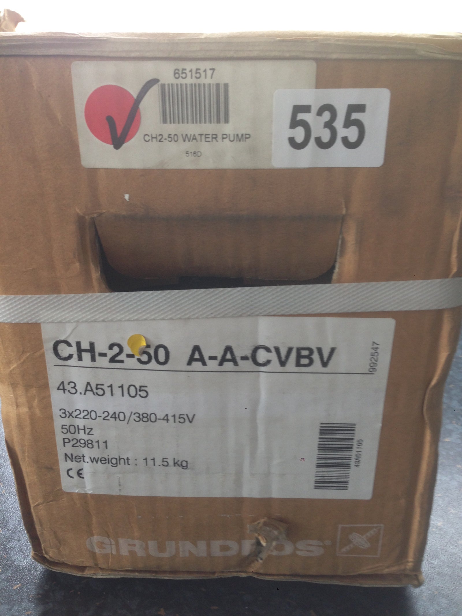 Grundfos CH2 50 A-A-CVBV Horizontal Multistage Pump 240v #534