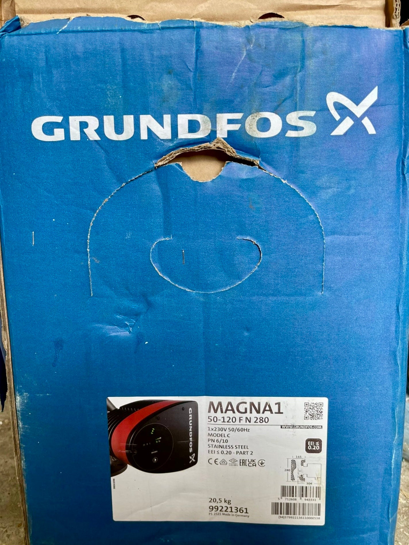 Grundfos Magna1 50-120 F N 280 240V Stainless Steel Circulator Pump 99221361 Model C #4913