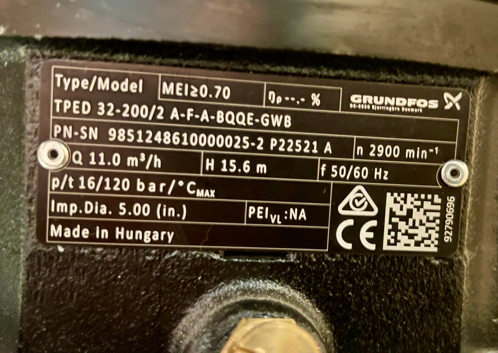 Grundfos TPED 32-200/2 A-F-A-BQQE-GWB Flanged Pump Heating Circulator 415v Dn32 98512486 #4991