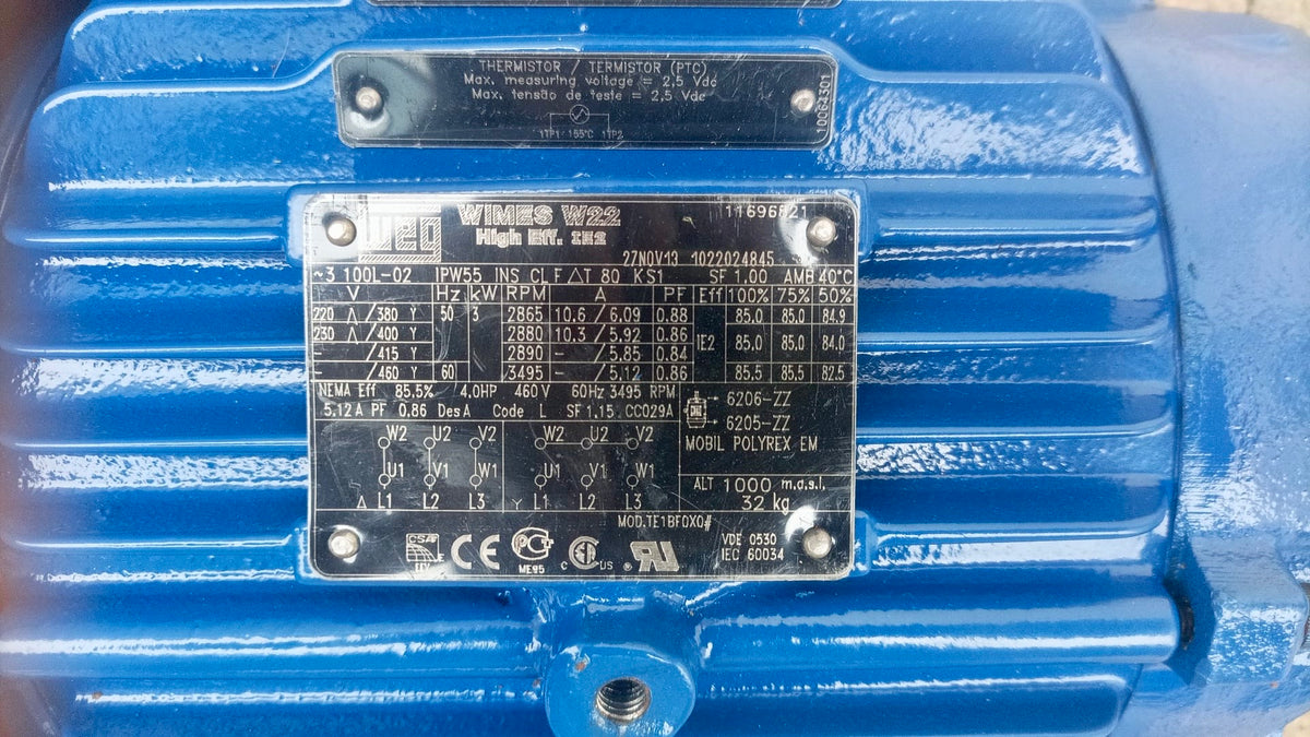 WEG W22 WIMES AC Motor 3kW 100L-02 Lowara 2 POLE 2800 RPM #4375