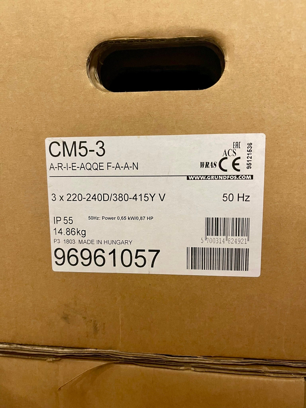 Grundfos CM 5-3 A R I E AQQE F A A N Horizontal Multistage Pump 415v 96961057 #4992