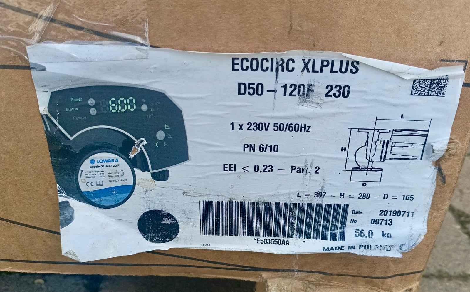 Lowara Ecocirc XLplus D 50-120 F 240v Circulator Pump 280 E503550AA #4108