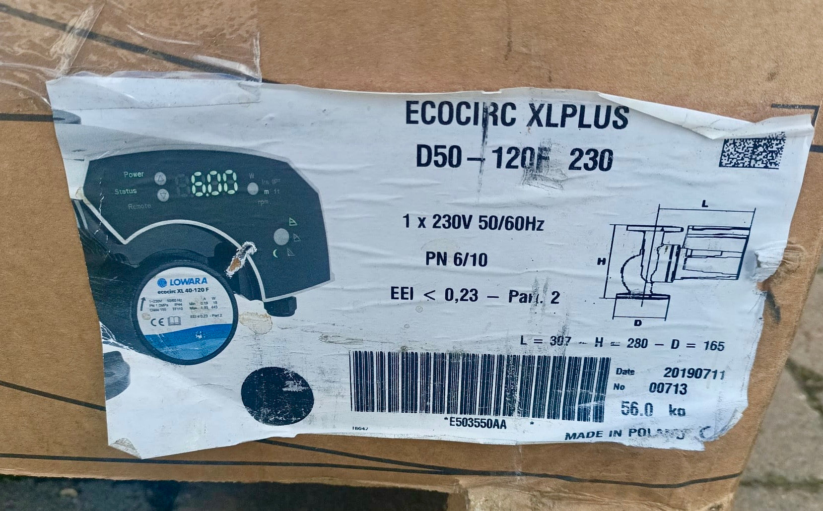 Lowara Ecocirc XLplus D 50-120 F 240v Circulator Pump 280 E503550AA #4108