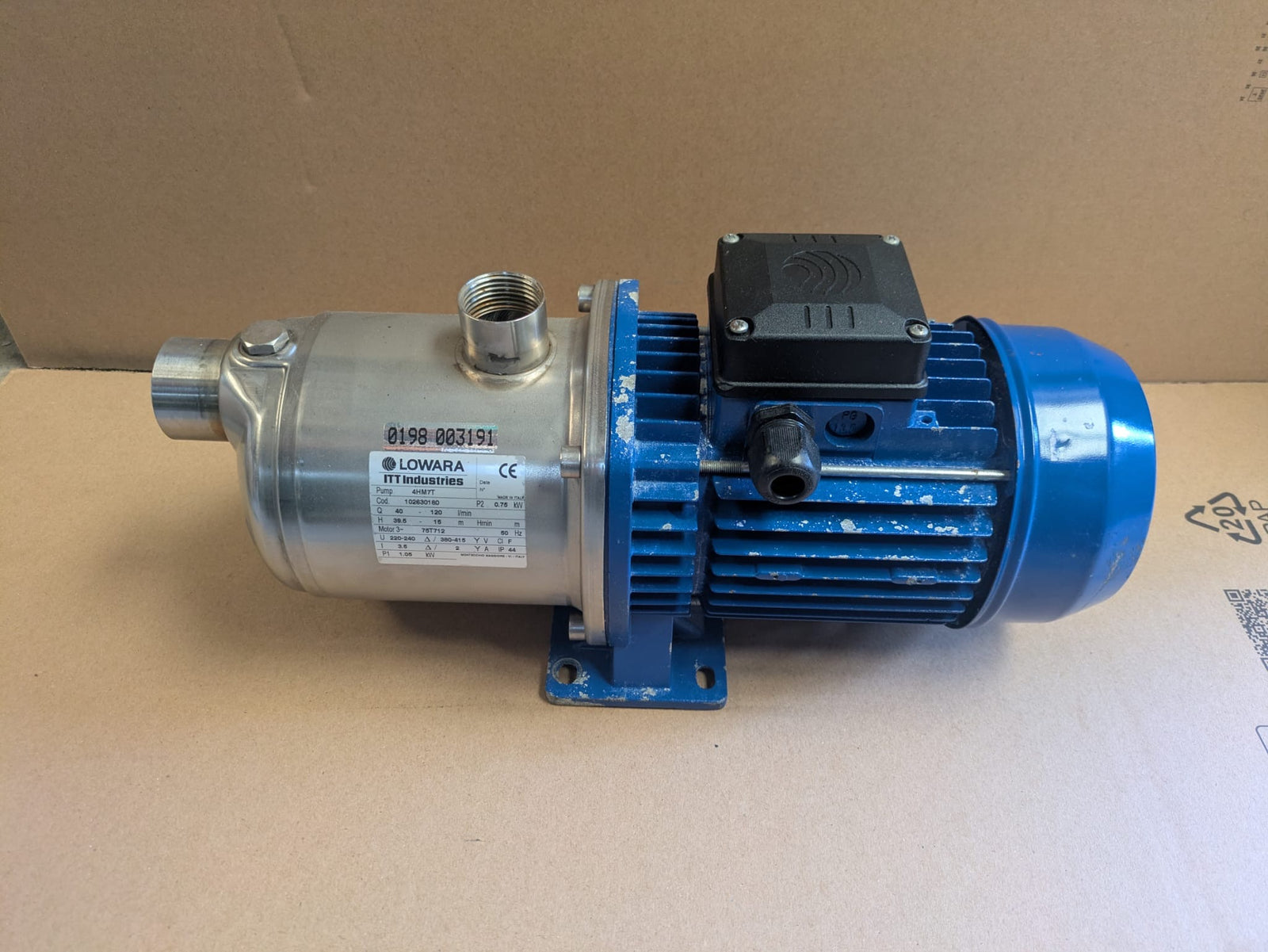 Lowara 4HM7T Horizontal Multistage Pump 415v Stainless Steel #1962
