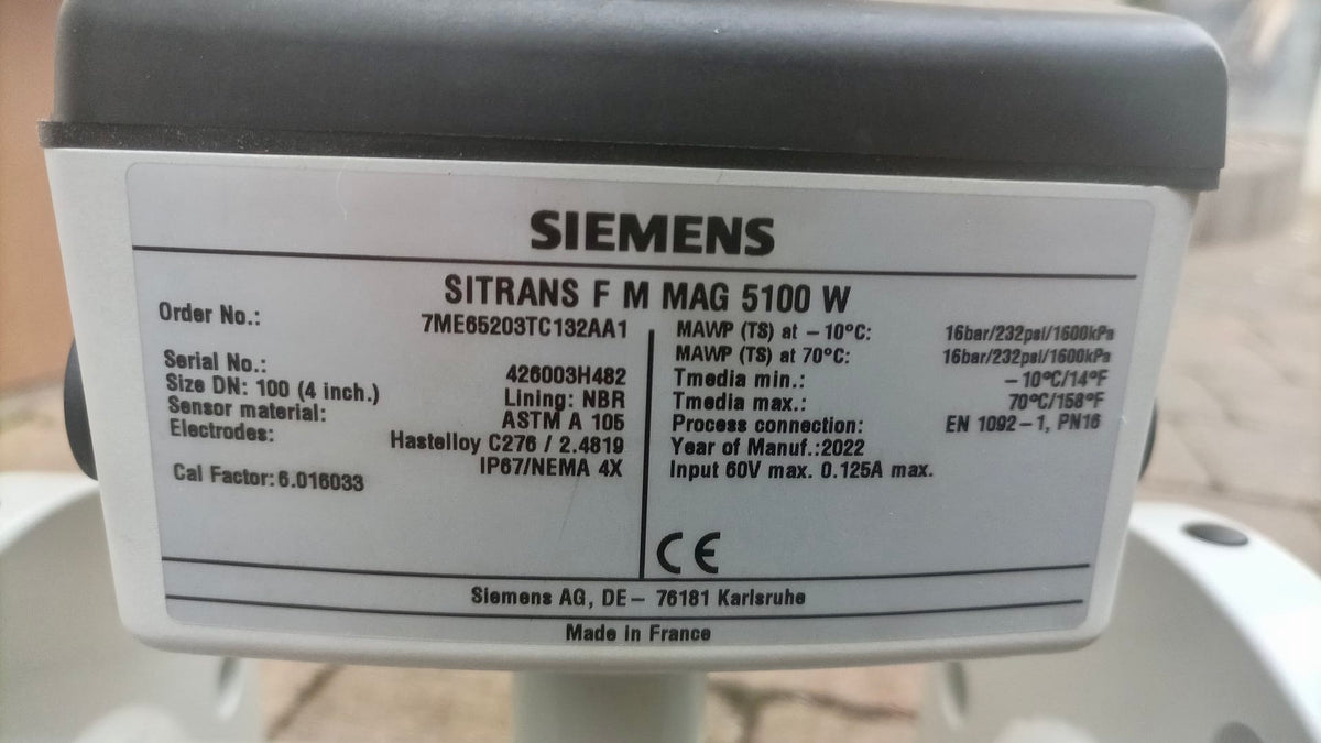 Siemens - 7ME6520-3TC13-2AA1 SITRANS F M MAG 5100 W Electromagnetic Flow Meter DN100, 4 INCH #4376