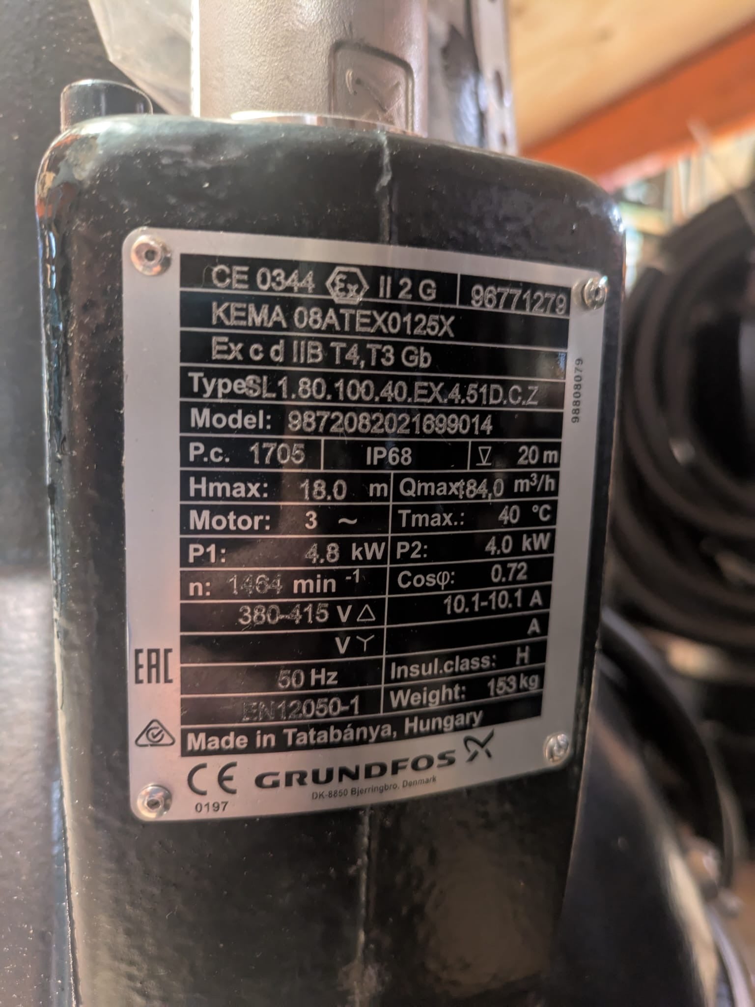 Grundfos SL1.80.100.40.EX.4.51D.C.Z 98720820 4kW 415v Submersible Waste Pump Dn100 #4520