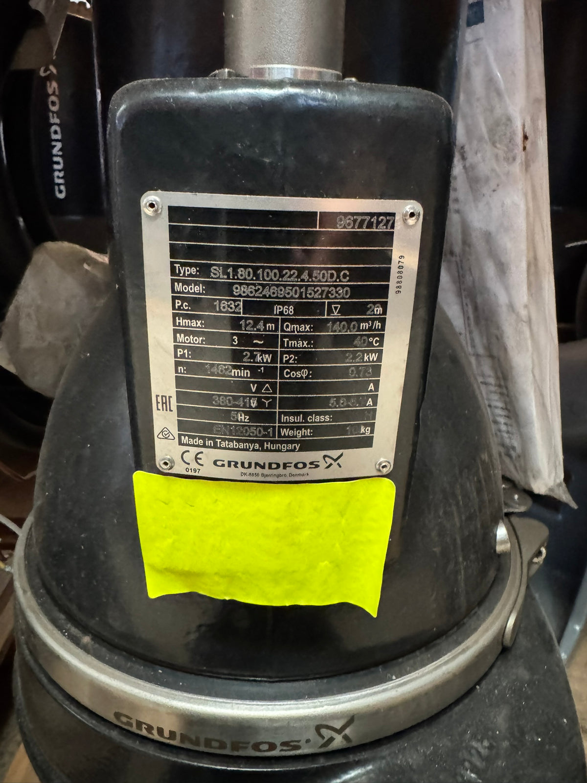 Grundfos SL1.80.100.22.4.50D.C 98624695 2.2 kW 415v Submersible Waste Pump Dn100 #4452