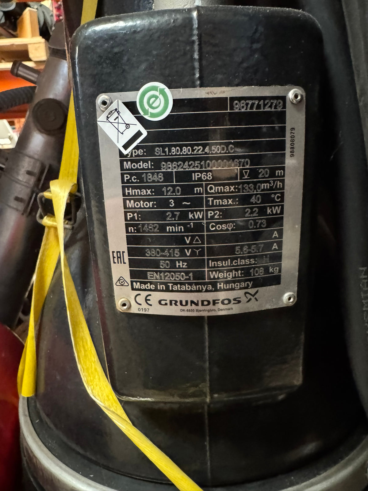 Grundfos SL1.80.80.22.4.50D.C 98624251 2.2 kW 415v Submersible Waste Pump Dn80 #4454