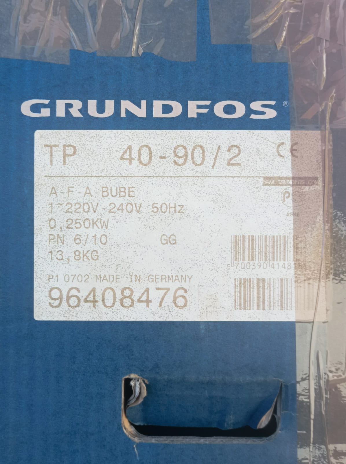 Grundfos TP 40-90/2 A F A BUBE 240V Circulator Pump 96408476 DN40 0.25kW #4483